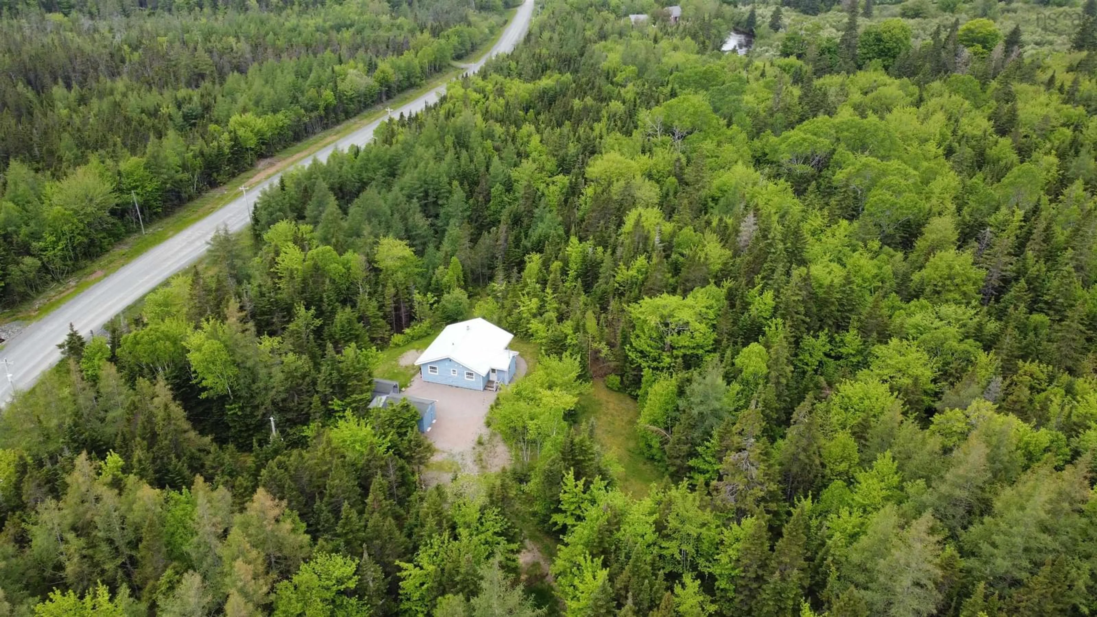 A pic from outside/outdoor area/front of a property/back of a property/a pic from drone, forest/trees view for 109 Cenotaph Rd, Glenora Nova Scotia B0E 3L0