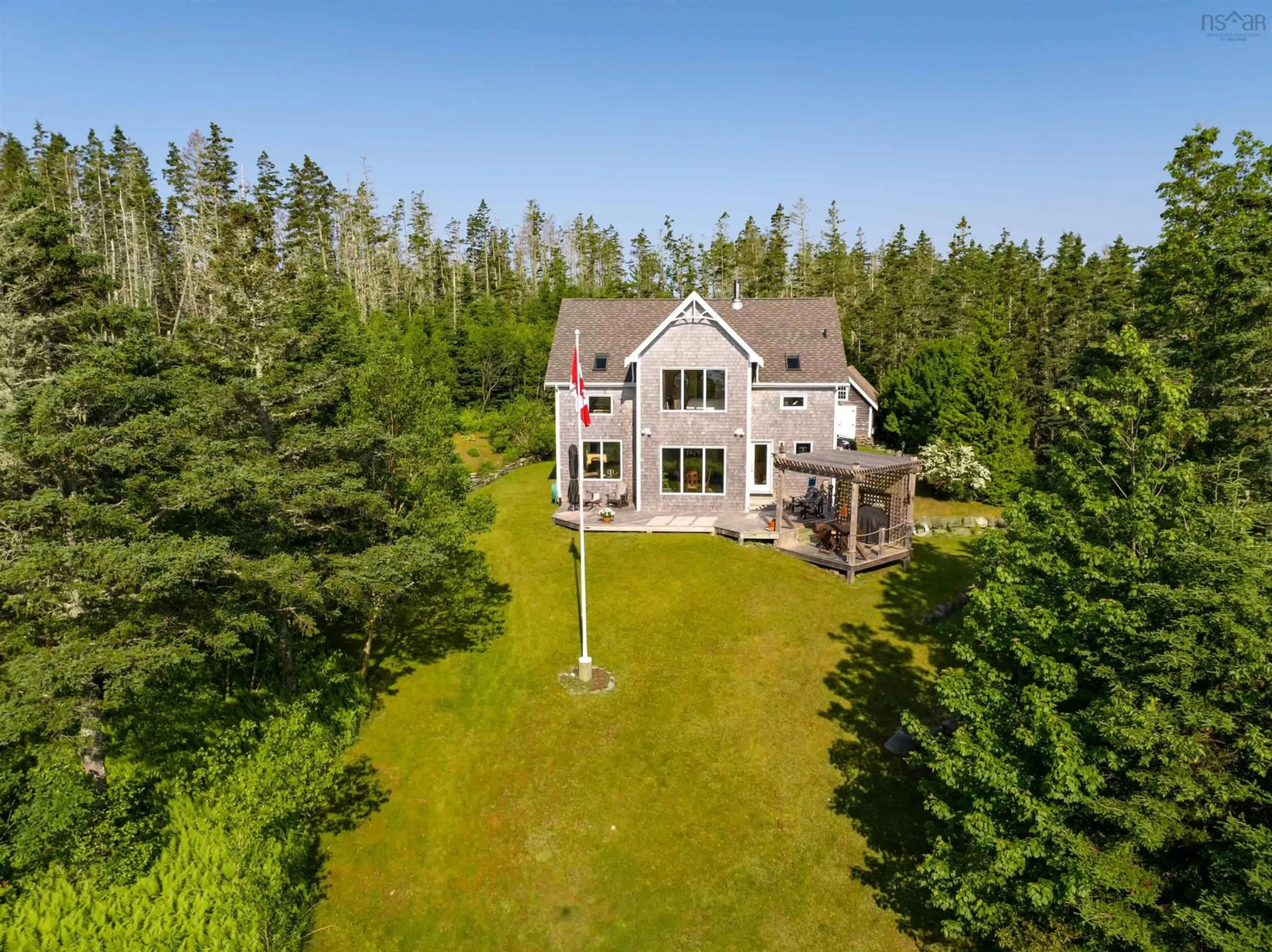 A pic from outside/outdoor area/front of a property/back of a property/a pic from drone, water/lake/river/ocean view for 55 Lintlops Rd, Murphy Cove Nova Scotia B0J 3H0