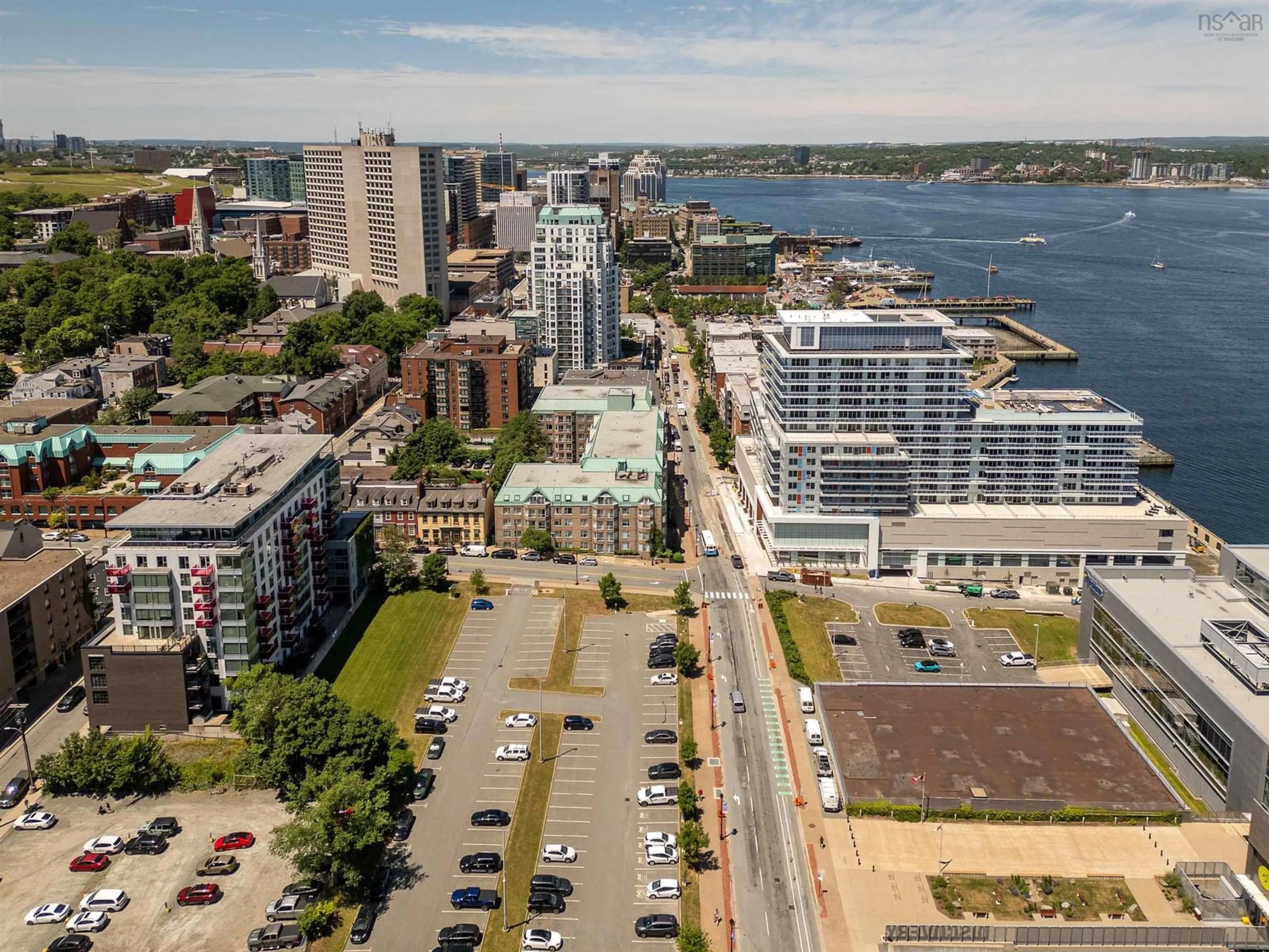 A pic from outside/outdoor area/front of a property/back of a property/a pic from drone, city buildings view from balcony for 1326 Lower Water St #421, Halifax Nova Scotia B3J 3R3