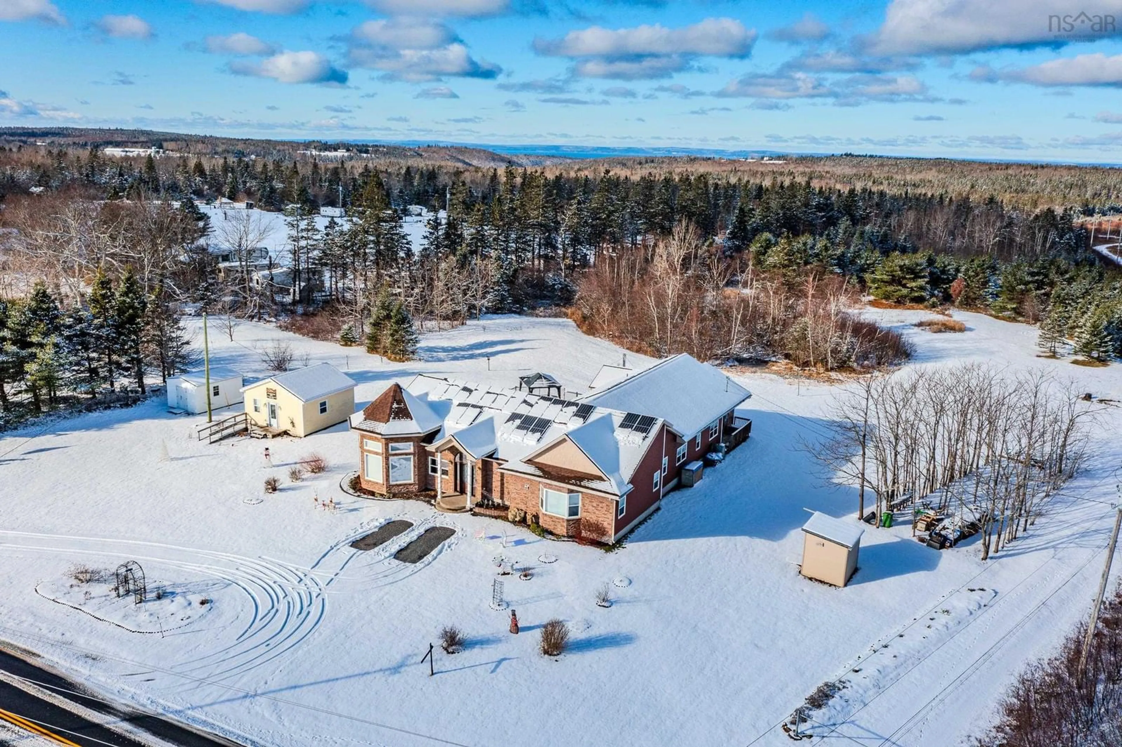 A pic from outside/outdoor area/front of a property/back of a property/a pic from drone, water/lake/river/ocean view for 3419 Highway 358 Hwy, Arlington Nova Scotia B0P 1H0