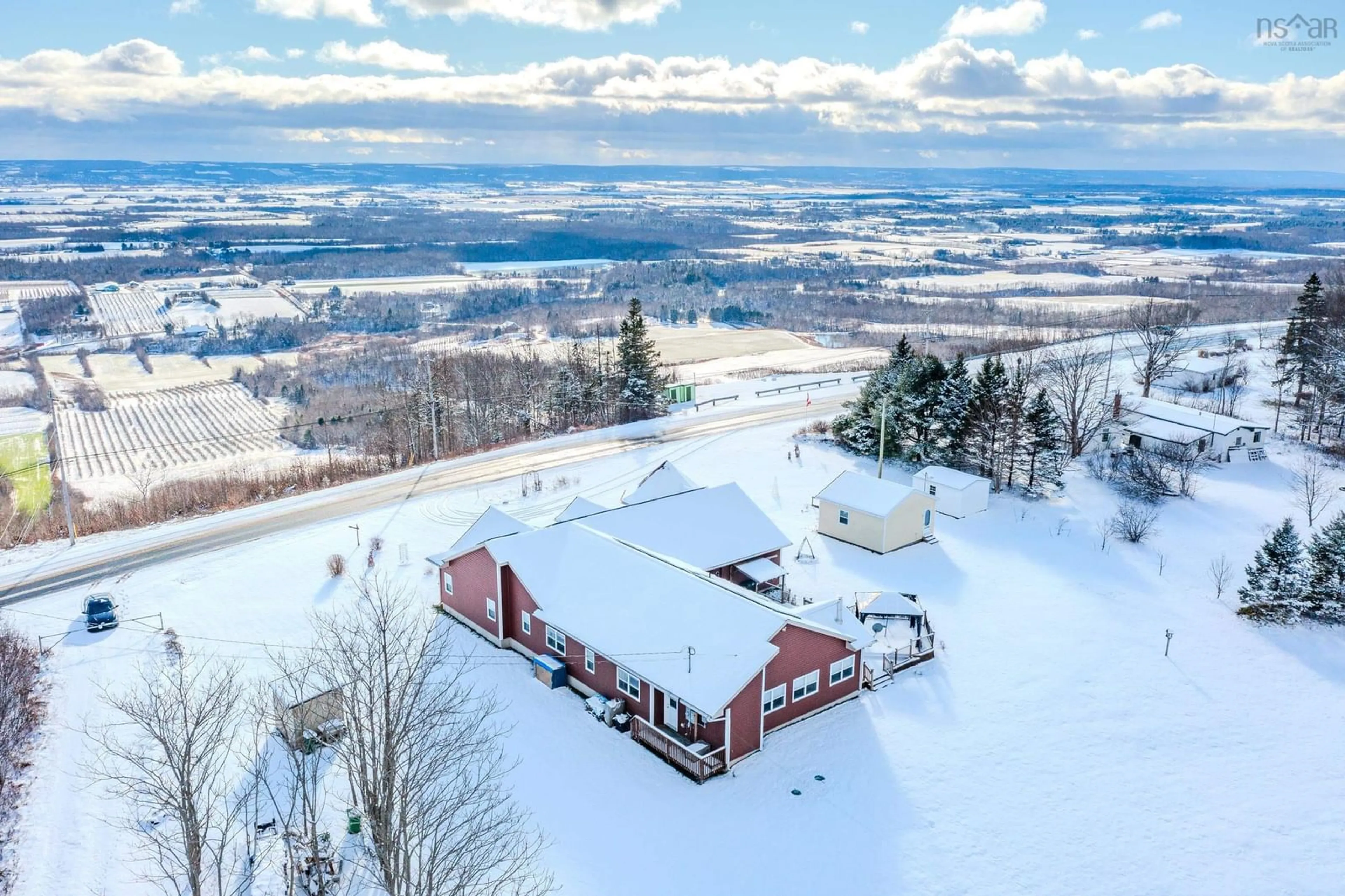 A pic from outside/outdoor area/front of a property/back of a property/a pic from drone, mountain view for 3419 Highway 358 Hwy, Arlington Nova Scotia B0P 1H0