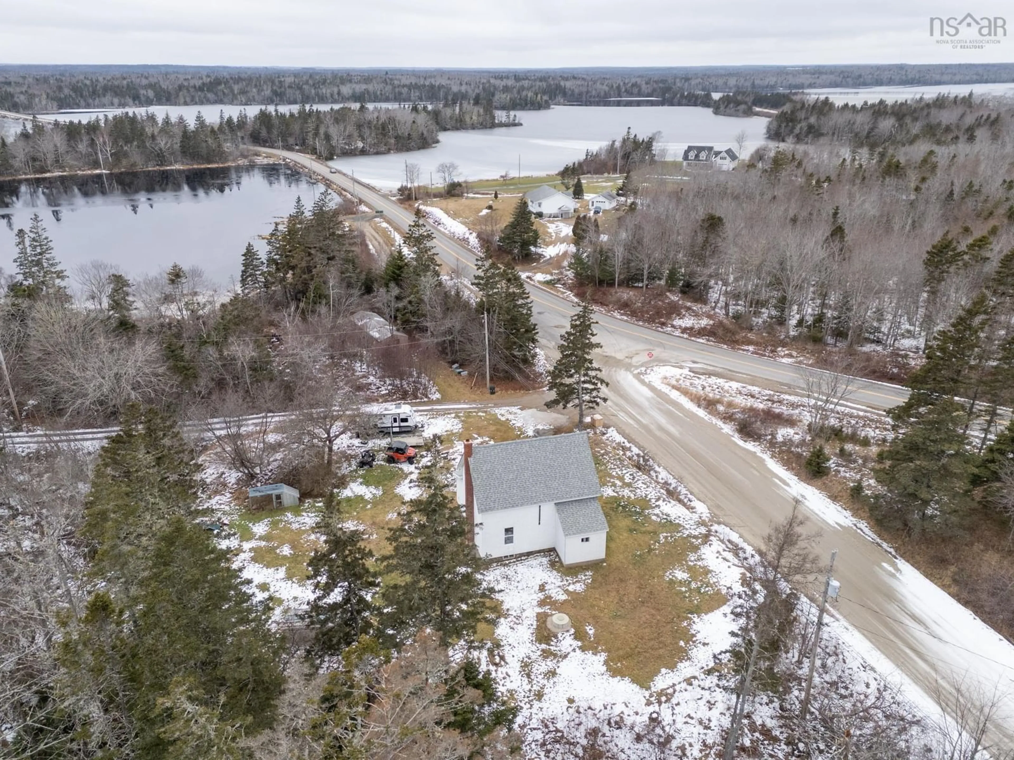 A pic from outside/outdoor area/front of a property/back of a property/a pic from drone, water/lake/river/ocean view for 16 Belleville South Rd, Belleville South Nova Scotia B0W 3M0