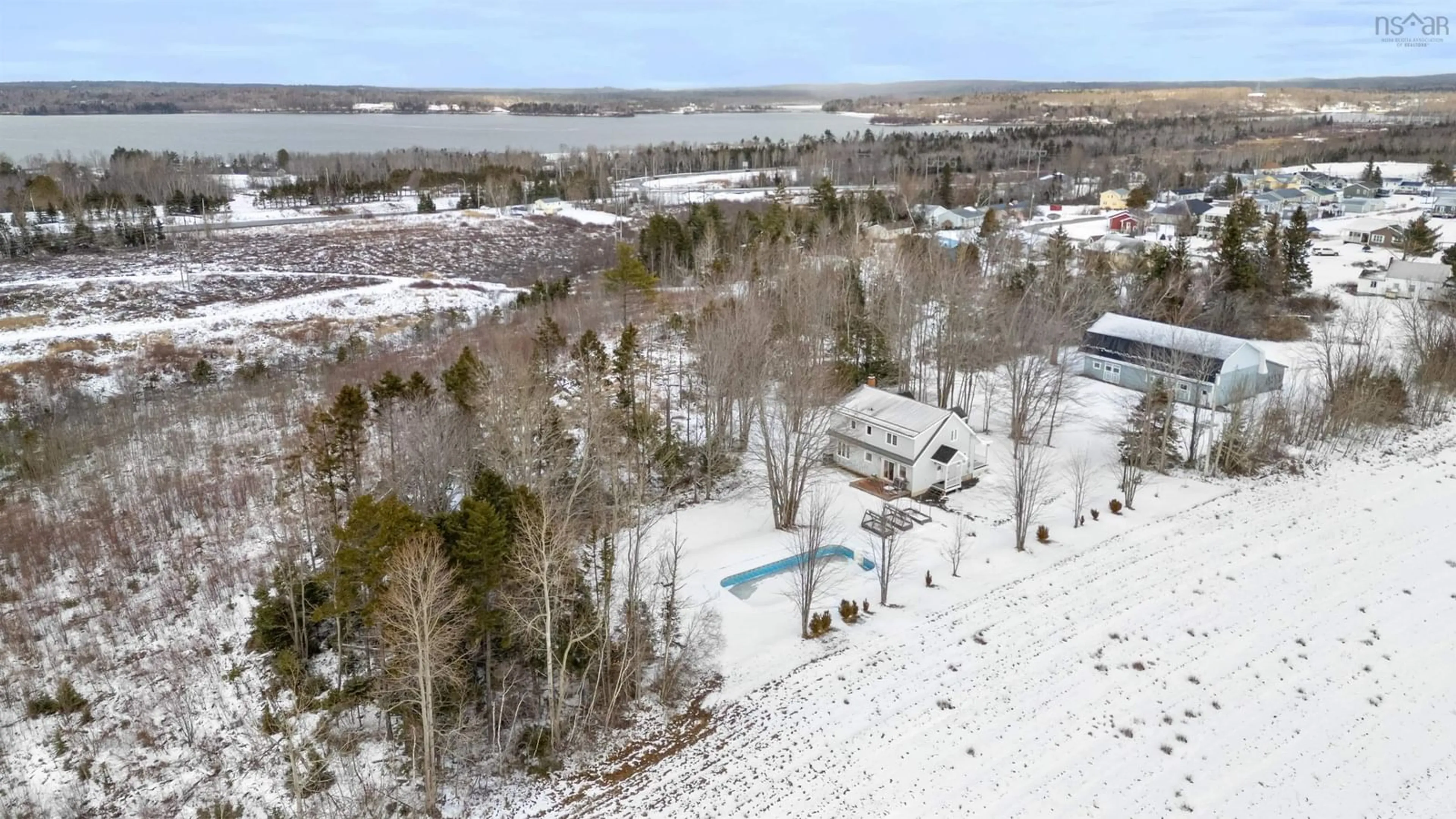 A pic from outside/outdoor area/front of a property/back of a property/a pic from drone, unknown for 56 Blue Haven Lane, Abercrombie Nova Scotia B2H 5C6