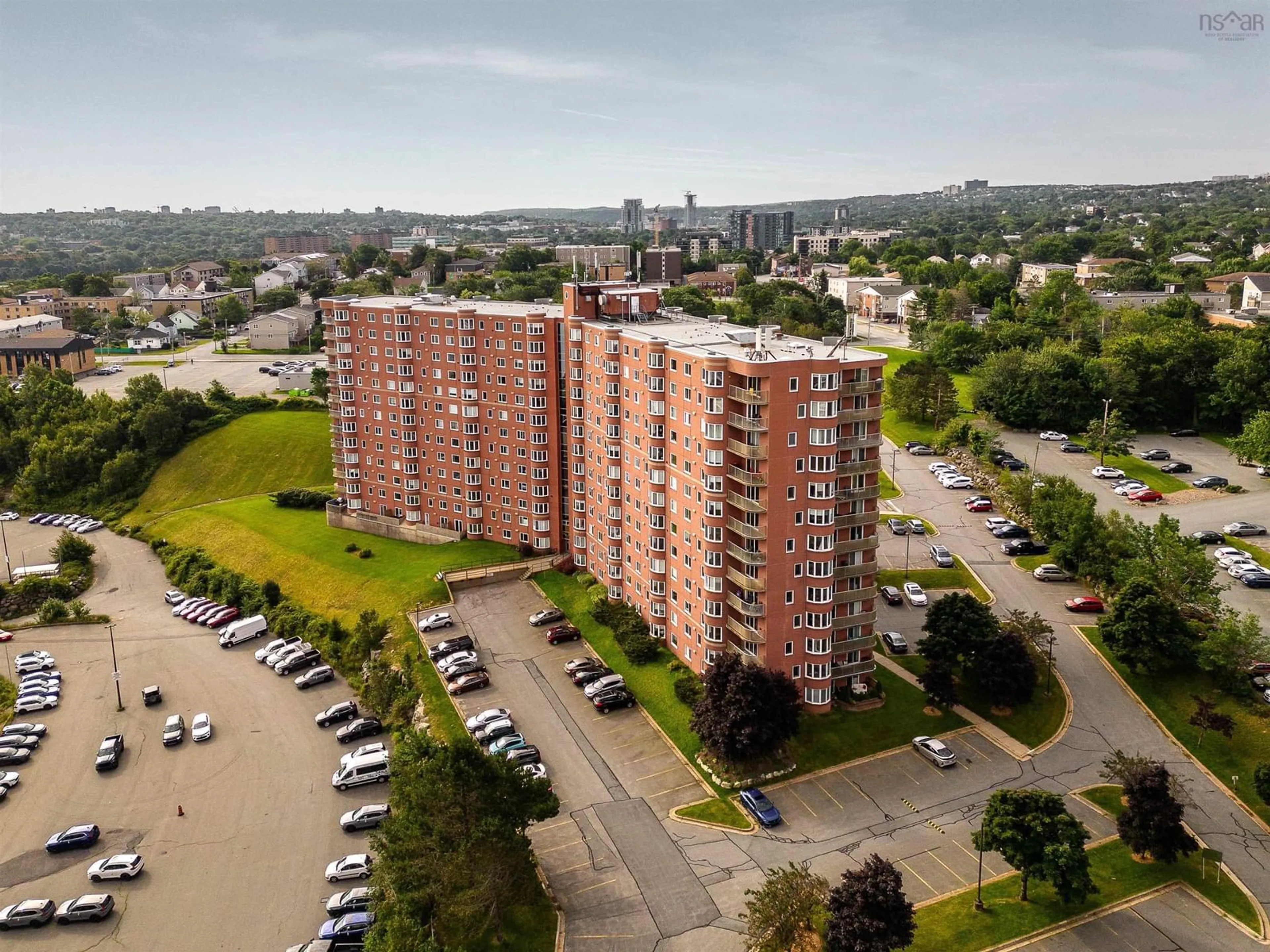 A pic from outside/outdoor area/front of a property/back of a property/a pic from drone, city buildings view from balcony for 45 Vimy Ave #613, Halifax Nova Scotia B3M 4C5