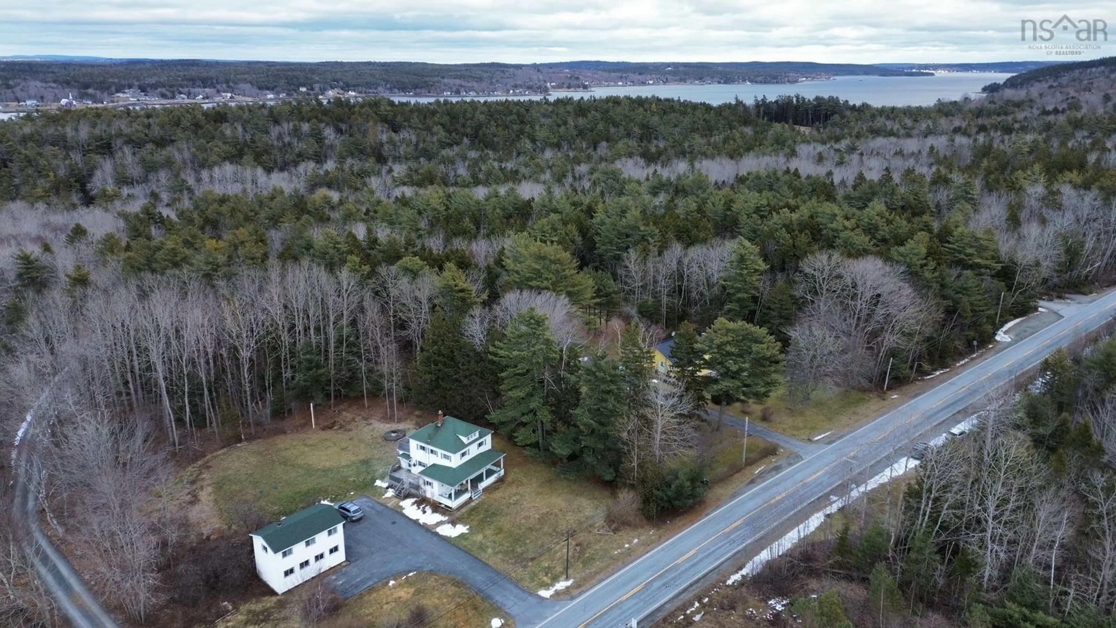 A pic from outside/outdoor area/front of a property/back of a property/a pic from drone, water/lake/river/ocean view for 2609 Highway 331, West Lahave Nova Scotia B0R 1G0