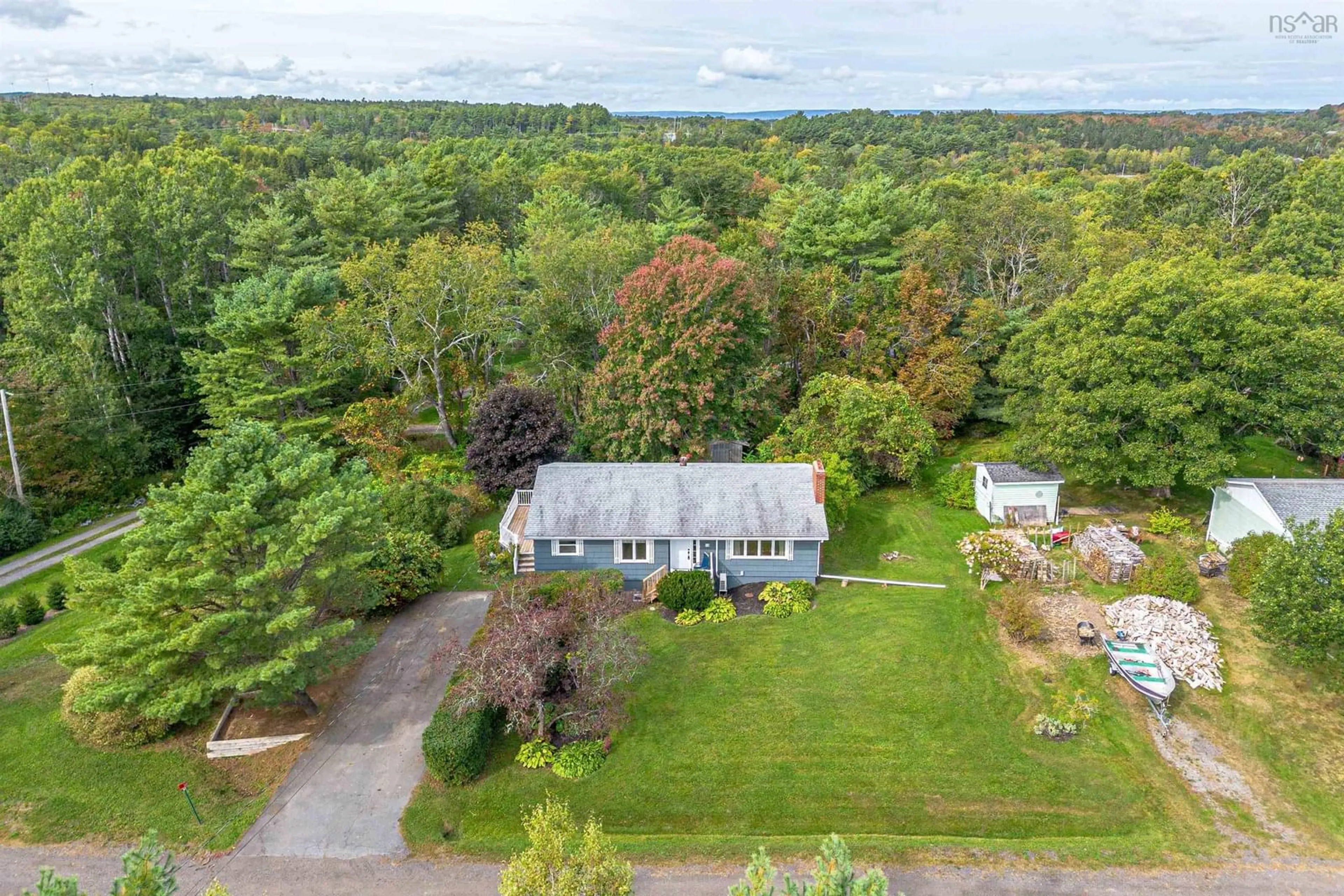 A pic from outside/outdoor area/front of a property/back of a property/a pic from drone, water/lake/river/ocean view for 32 Bobbitt Dr, St. Croix Nova Scotia B0N 2E0