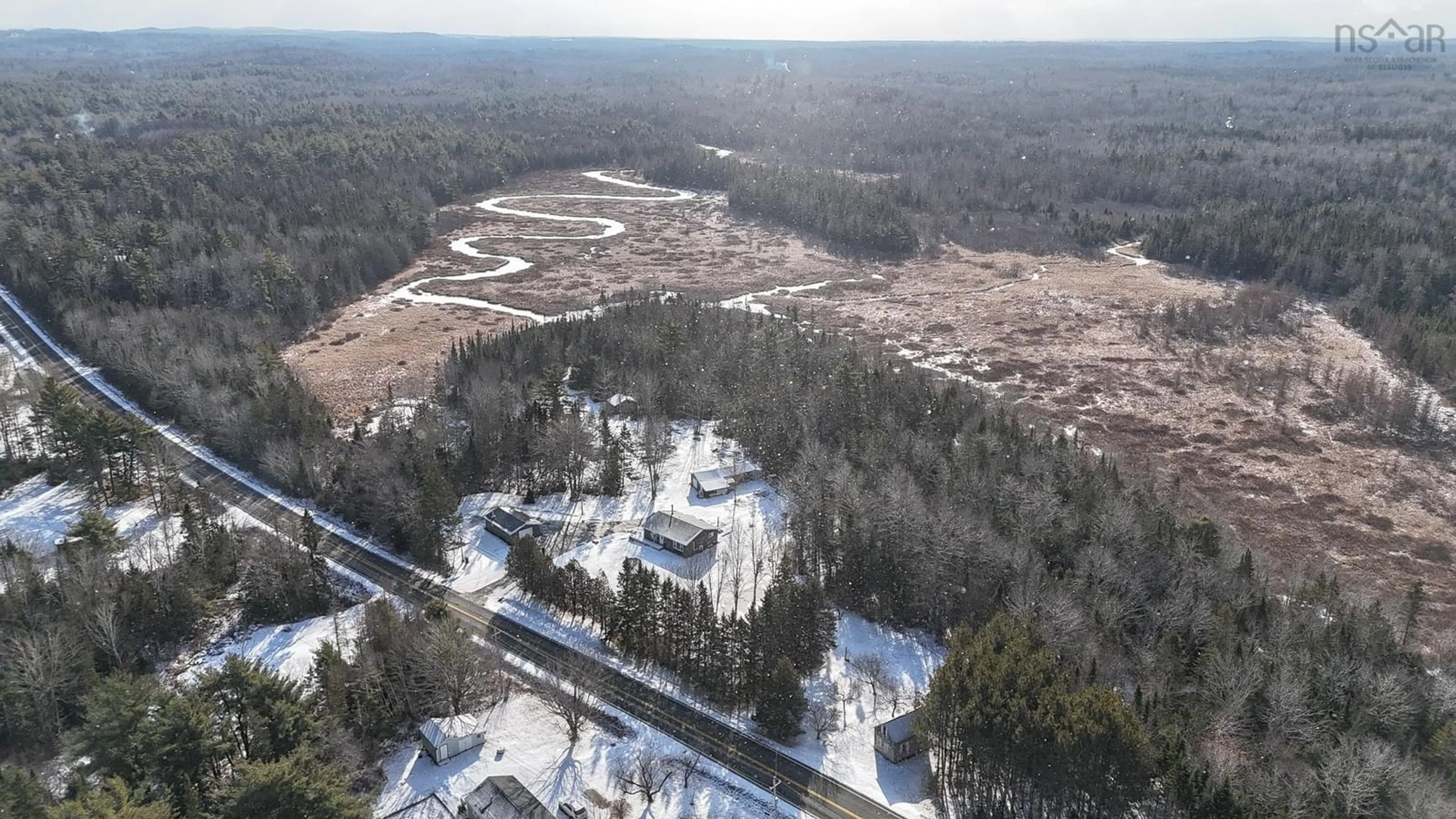 A pic from outside/outdoor area/front of a property/back of a property/a pic from drone, forest/trees view for 679 Highway 208, Simpsons Corner Nova Scotia B0R 1E0