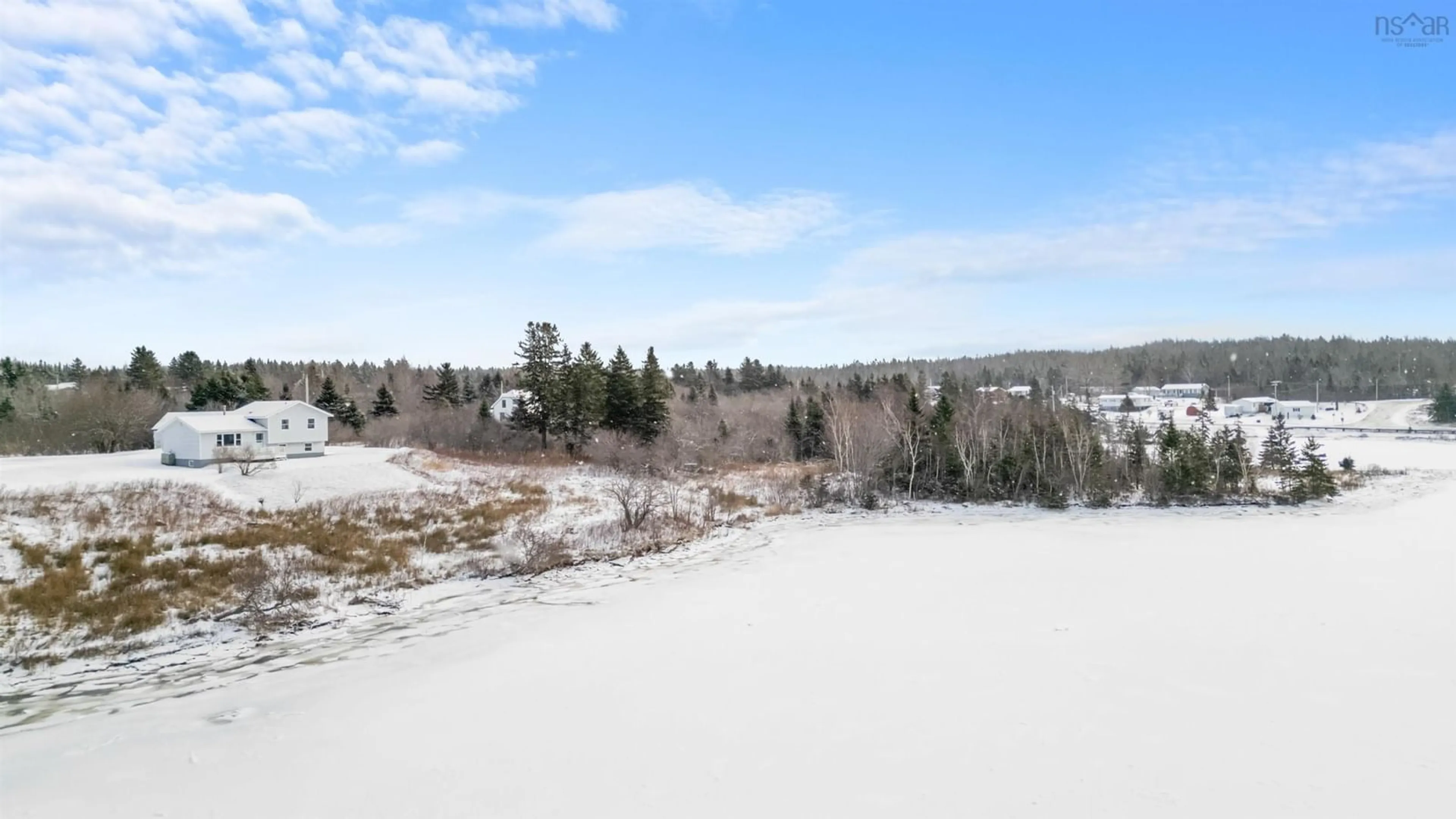 A pic from outside/outdoor area/front of a property/back of a property/a pic from drone, water/lake/river/ocean view for 31 King Lane, Evanston Nova Scotia B0E 1J0