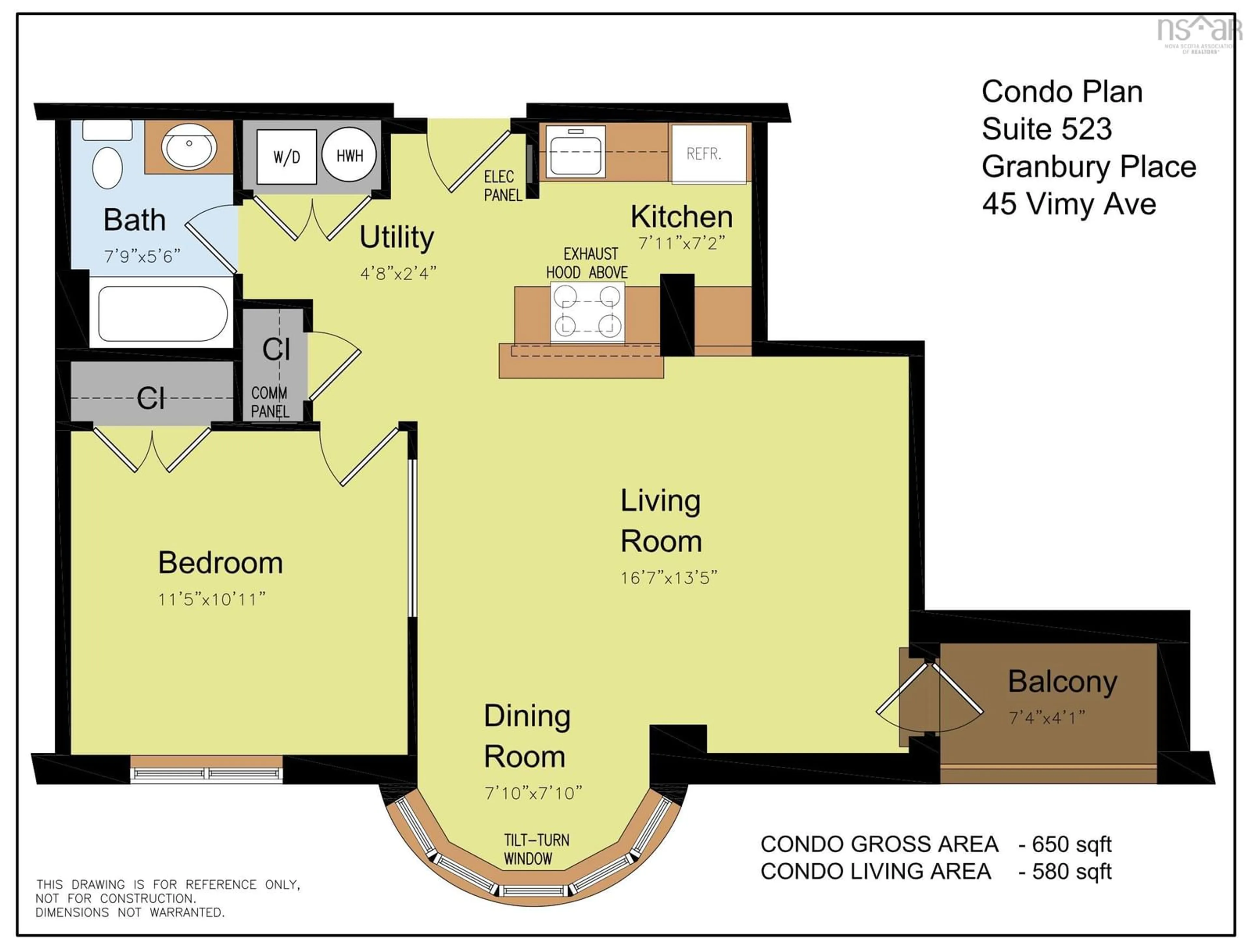 Floor plan for 45 Vimy Ave #523, Halifax Nova Scotia B3M 4C5