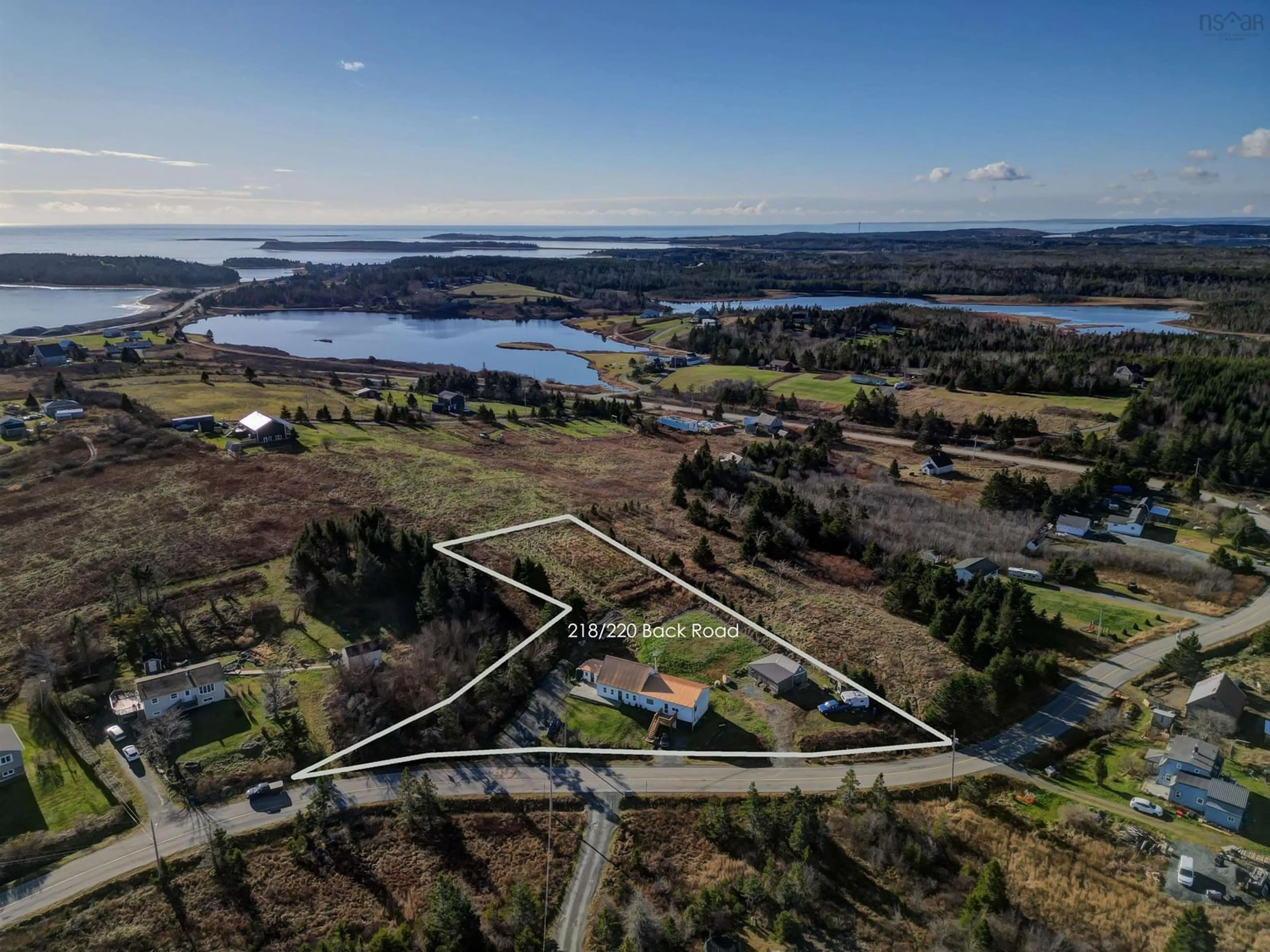 A pic from outside/outdoor area/front of a property/back of a property/a pic from drone, water/lake/river/ocean view for 218-220 Back Rd, Seaforth Nova Scotia B0J 2L0