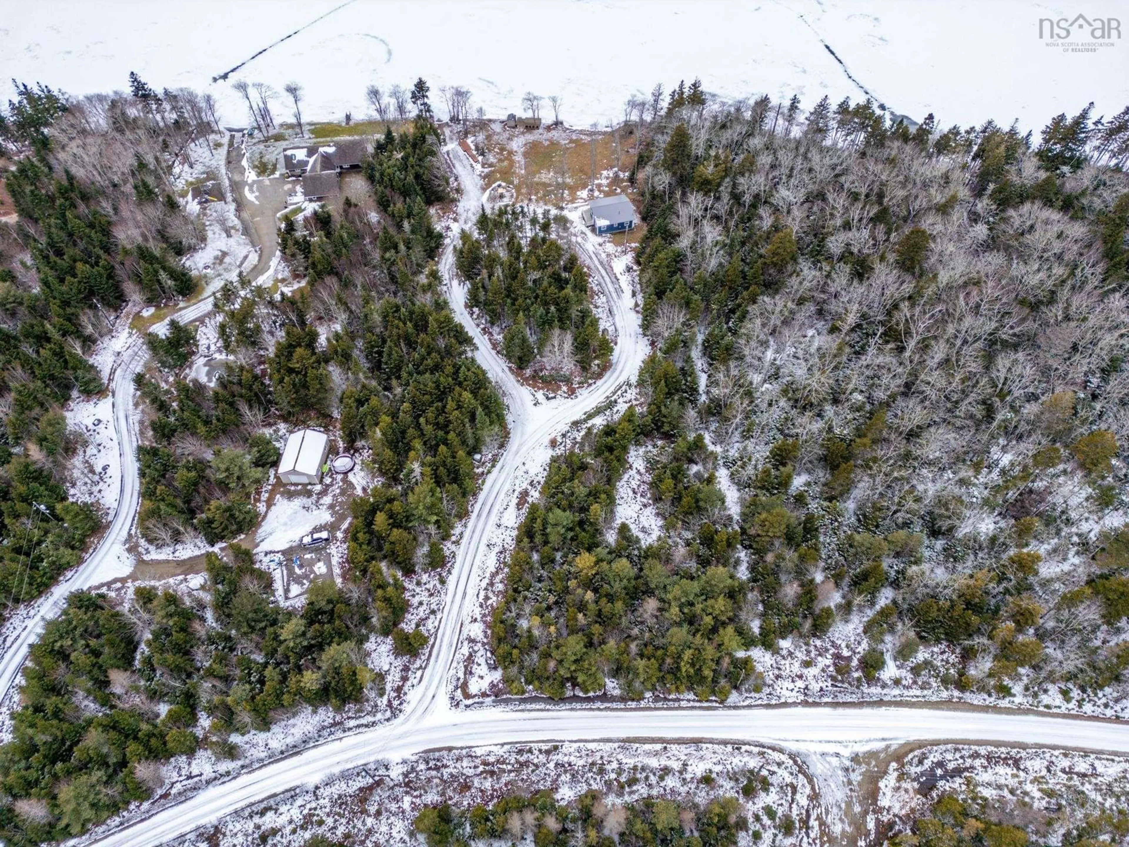 A pic from outside/outdoor area/front of a property/back of a property/a pic from drone, forest/trees view for 181 Pure Nature Dr, Bell Neck Nova Scotia B0W 3M0