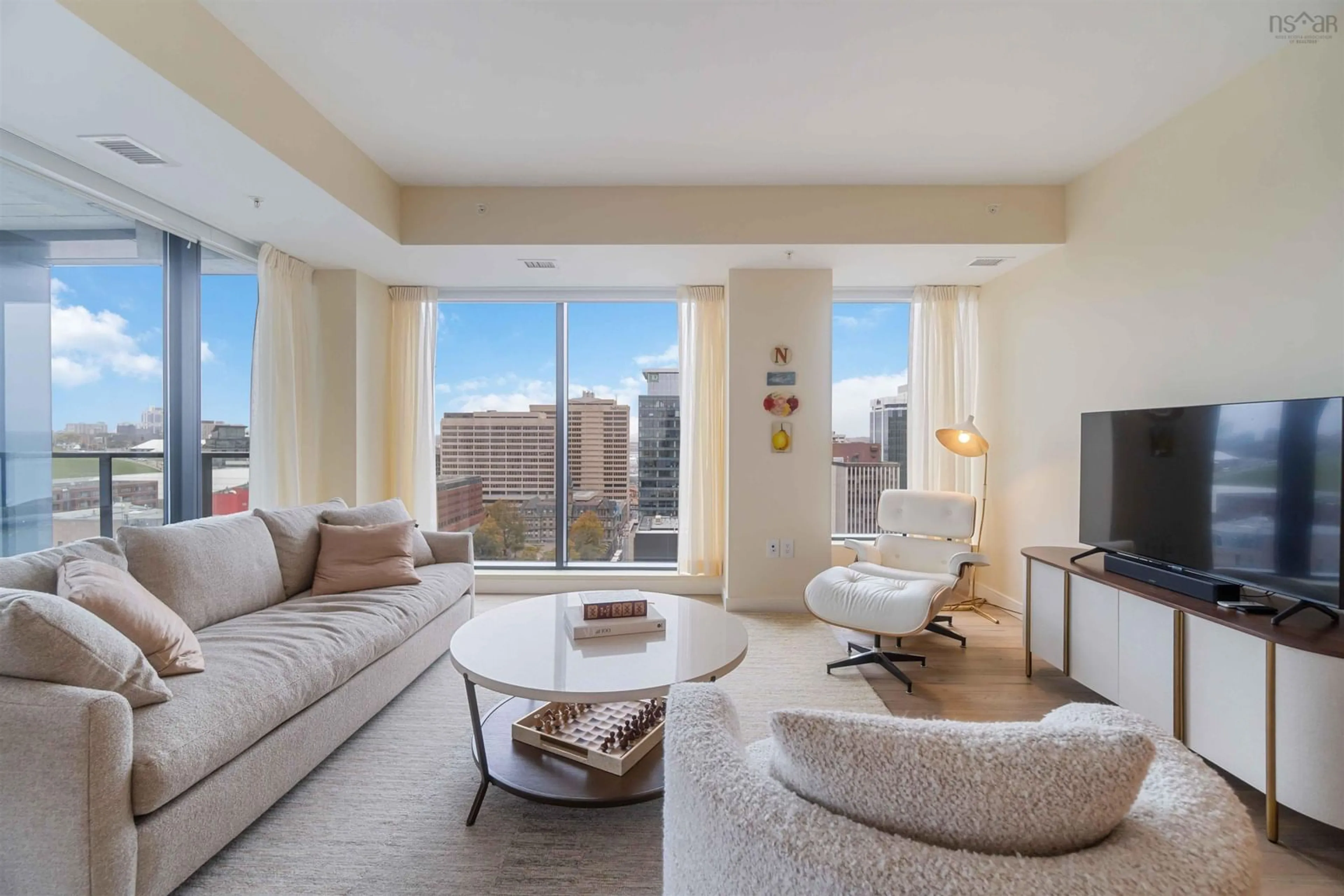 Living room with furniture, carpet floor for 1650 Granville St #1702, Halifax Nova Scotia B3J 0E1