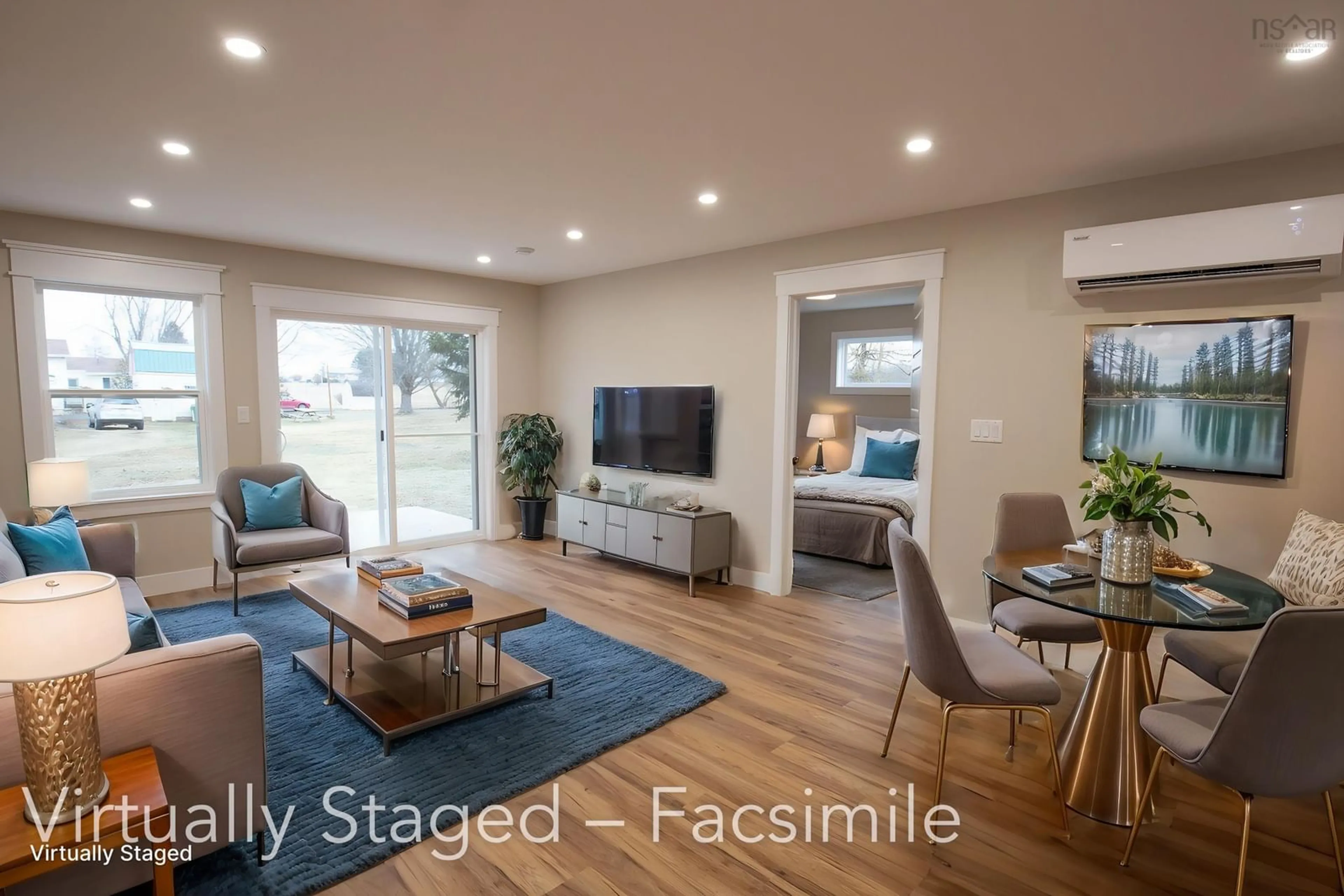 Living room with furniture, wood/laminate floor for 83 Kent Rd, Lower Truro Nova Scotia B6L 1L2