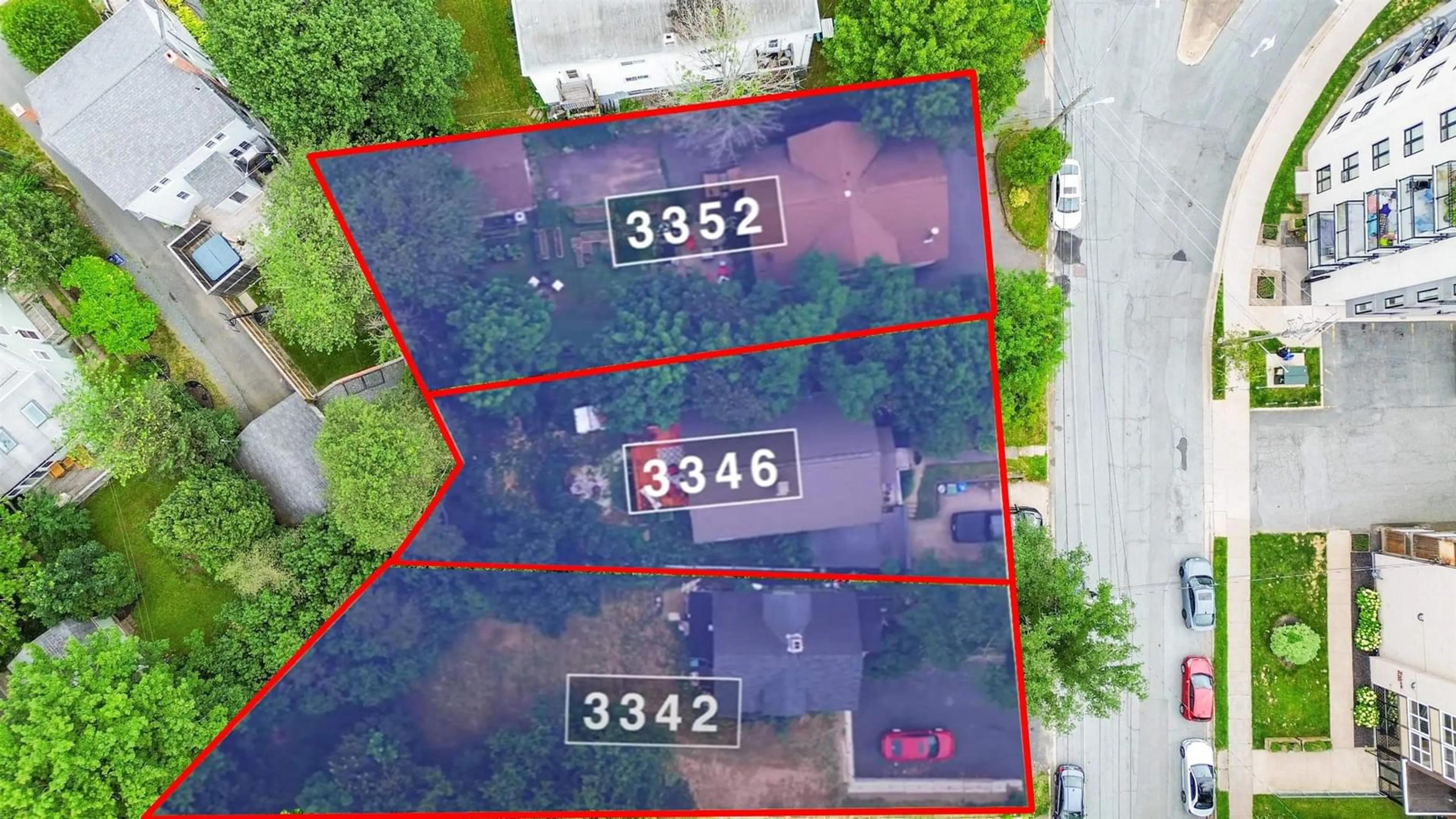 A pic from outside/outdoor area/front of a property/back of a property/a pic from drone, street for 3342/46/52 Westerwald St, Halifax Nova Scotia B3N 2R7