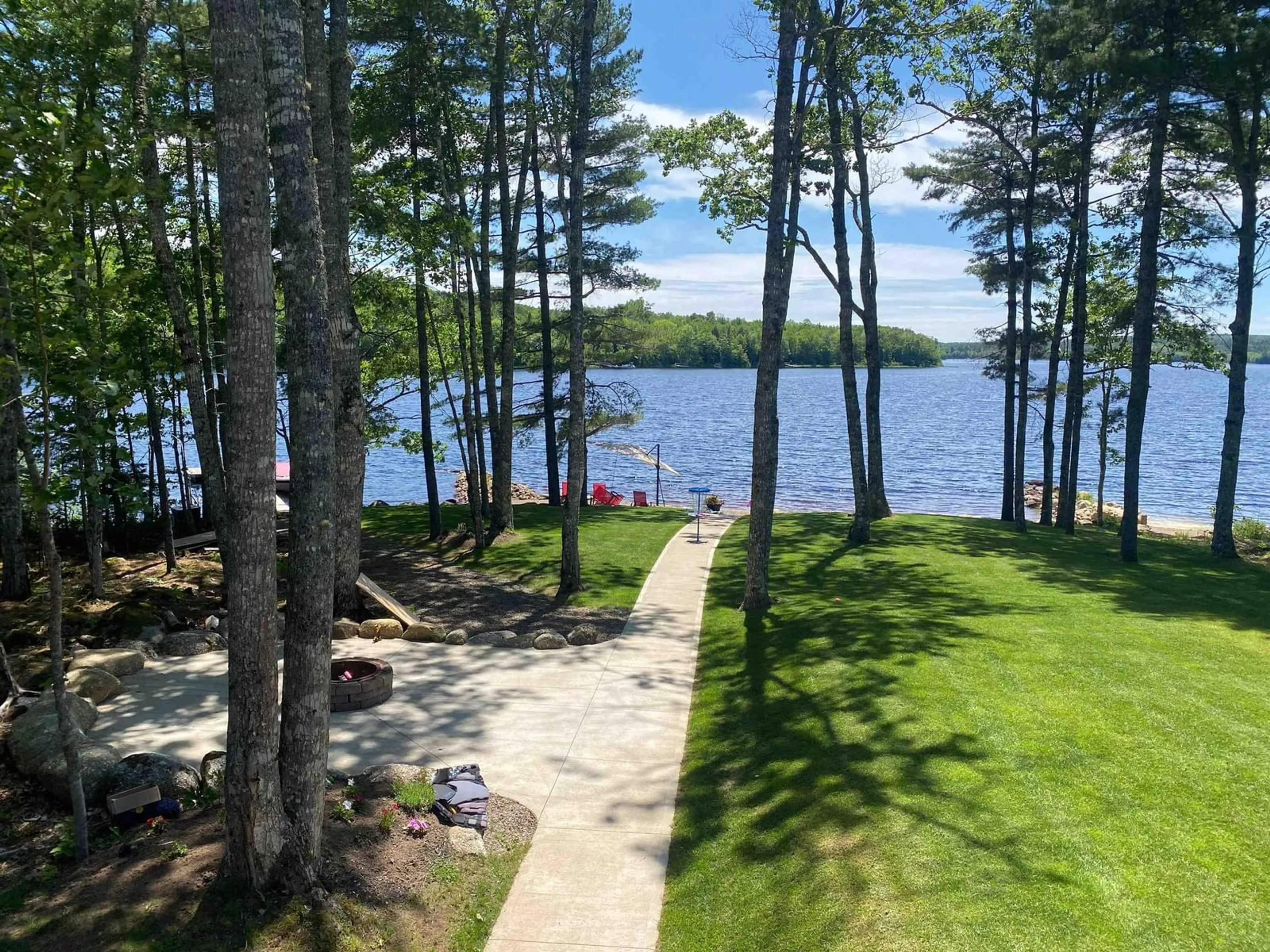 A pic from outside/outdoor area/front of a property/back of a property/a pic from drone, water/lake/river/ocean view for 96 Canyon Point Rd, Falls Lake Nova Scotia B0N 2T0