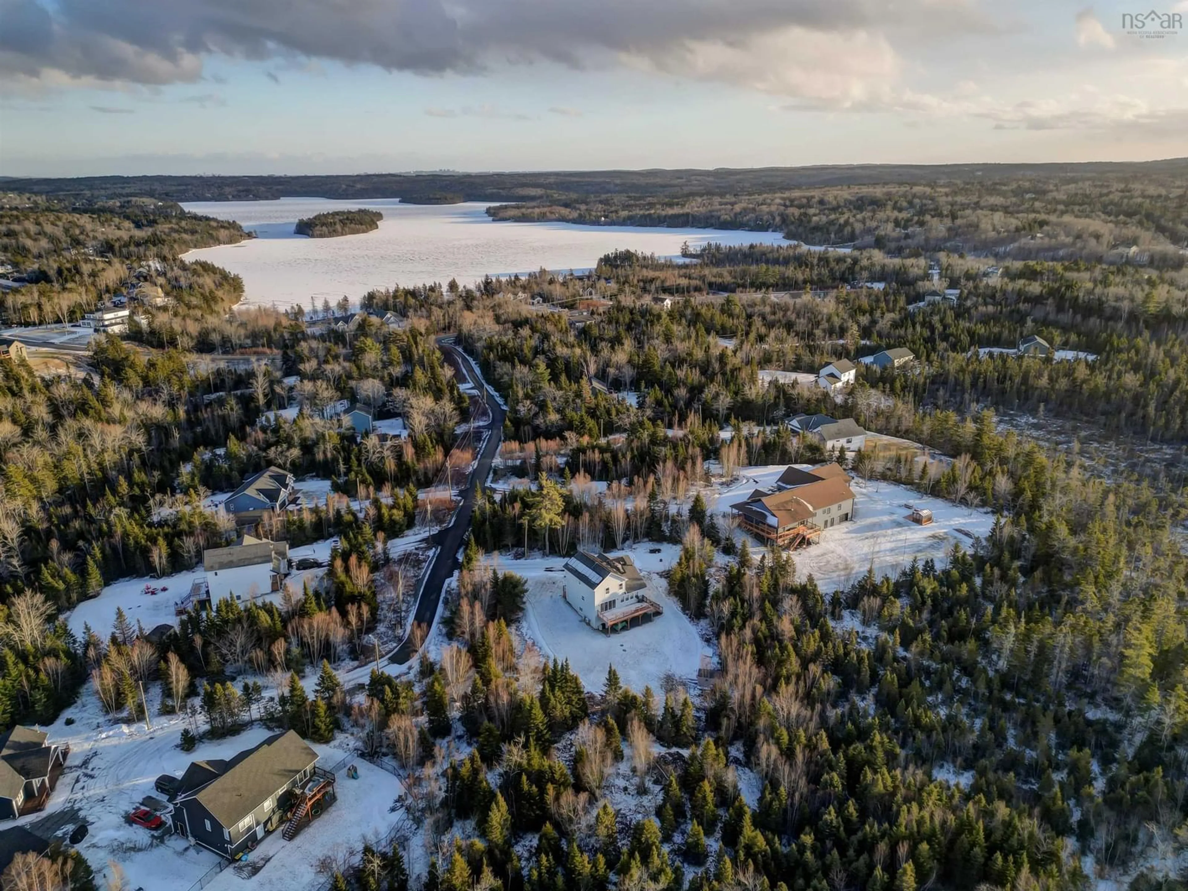 A pic from outside/outdoor area/front of a property/back of a property/a pic from drone, water/lake/river/ocean view for 96 Clubmoss Lane, Middle Sackville Nova Scotia B4E 0P1