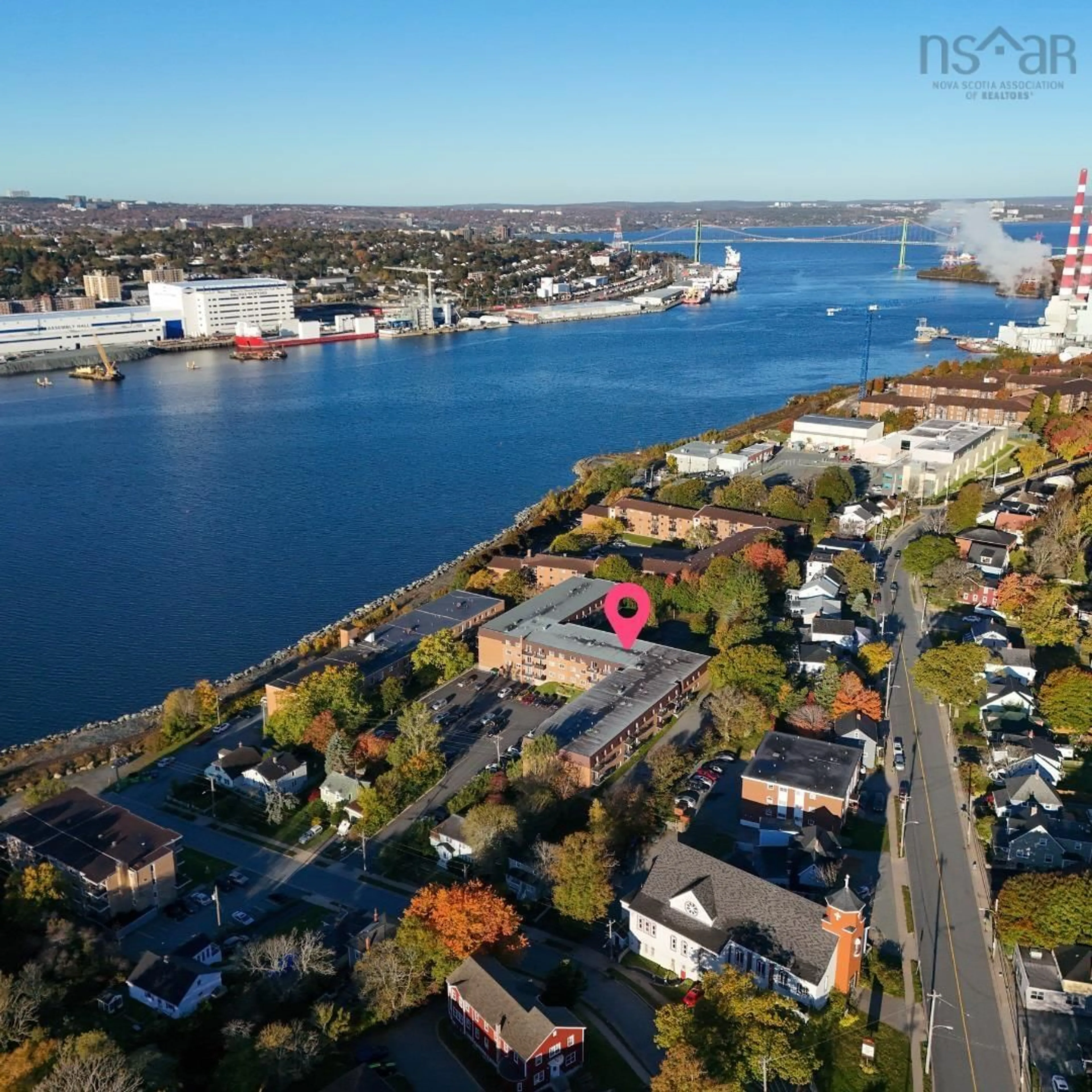 A pic from outside/outdoor area/front of a property/back of a property/a pic from drone, water/lake/river/ocean view for 7 Jamieson Street #104, Dartmouth Nova Scotia B3A 4L2