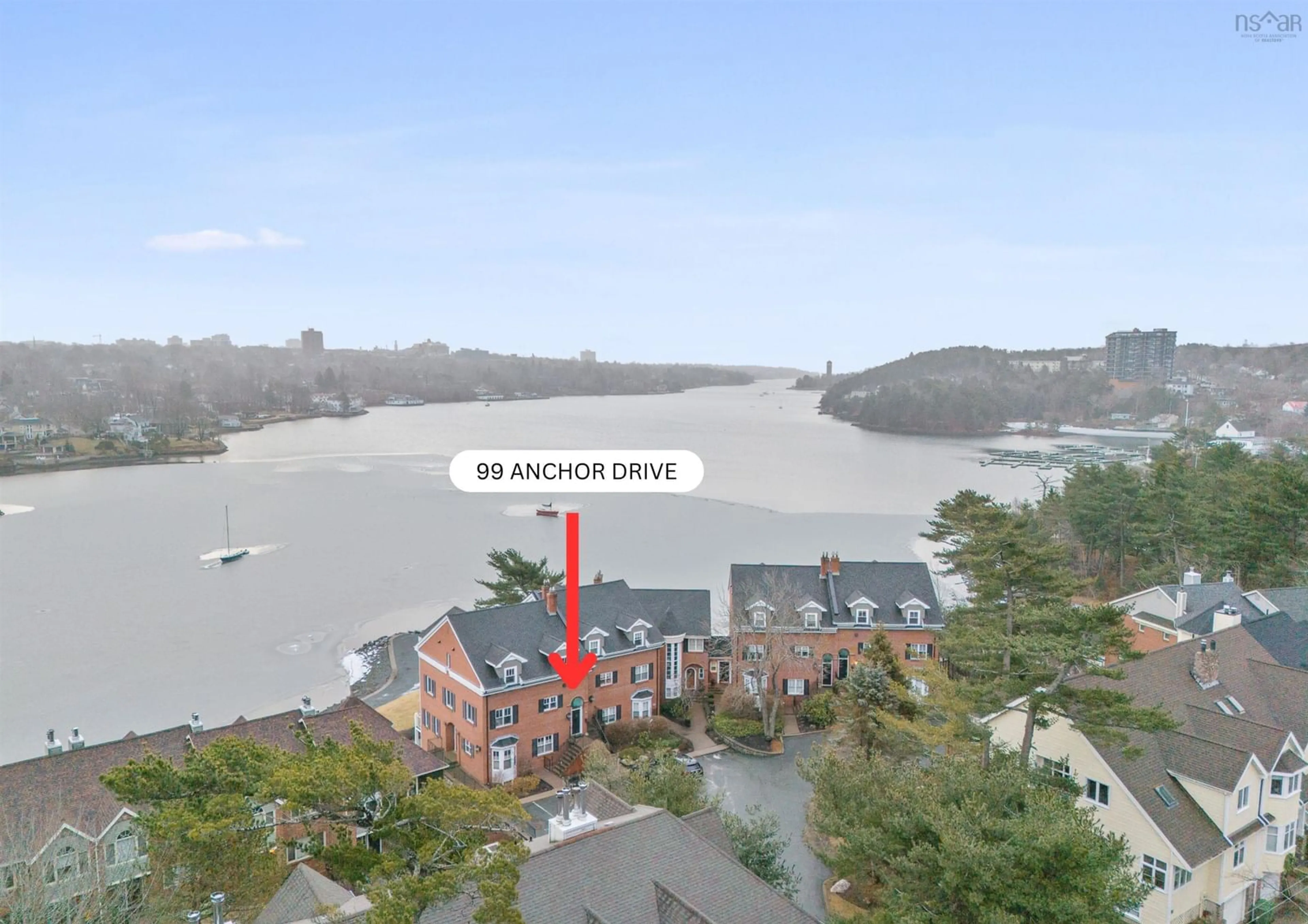 A pic from outside/outdoor area/front of a property/back of a property/a pic from drone, water/lake/river/ocean view for 99 Anchor Dr, Halifax Peninsula Nova Scotia B3N 3B9