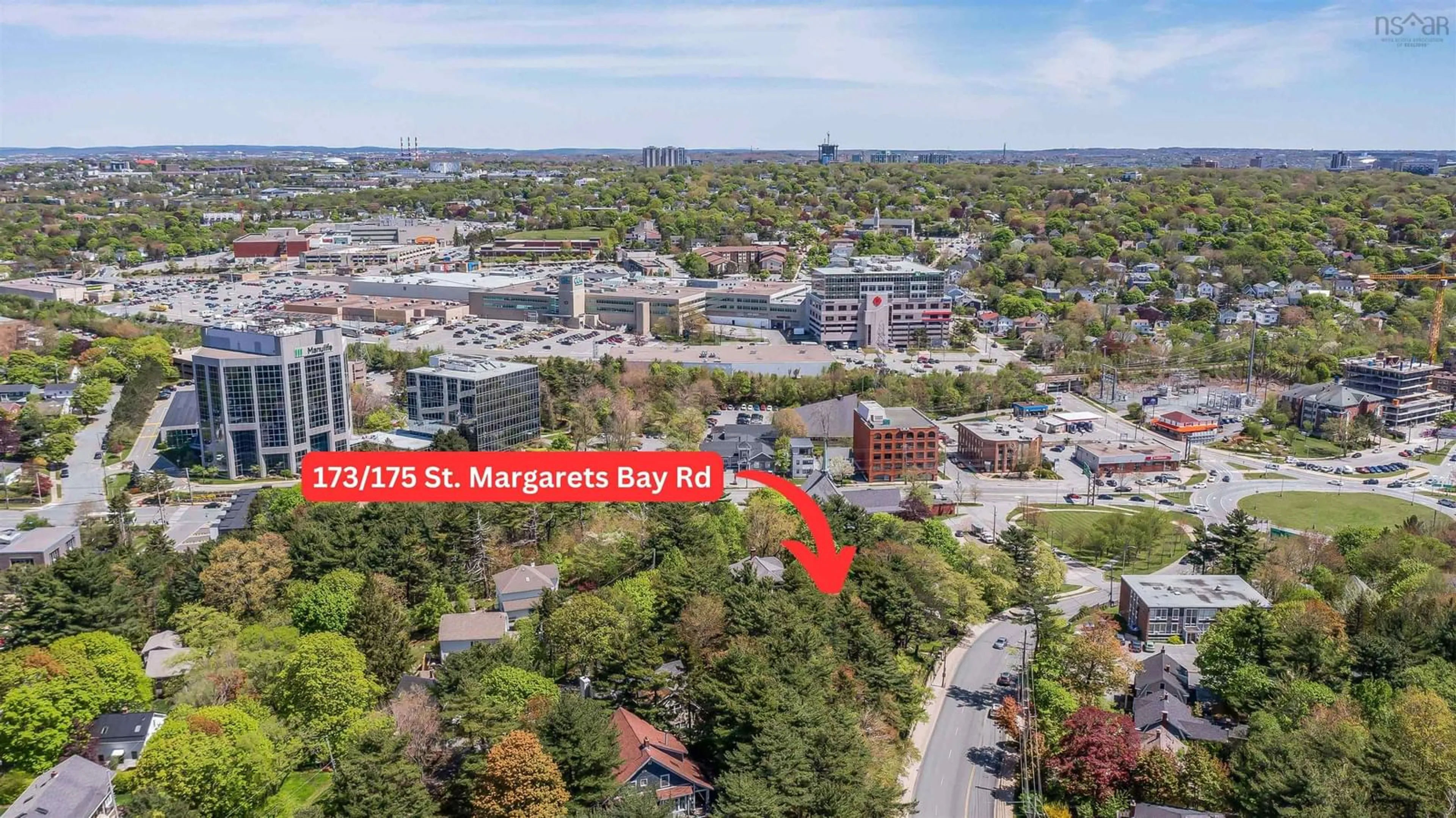 A pic from outside/outdoor area/front of a property/back of a property/a pic from drone, city buildings view from balcony for 173 St Margaret's Bay Rd, Halifax Nova Scotia B3N 1K8