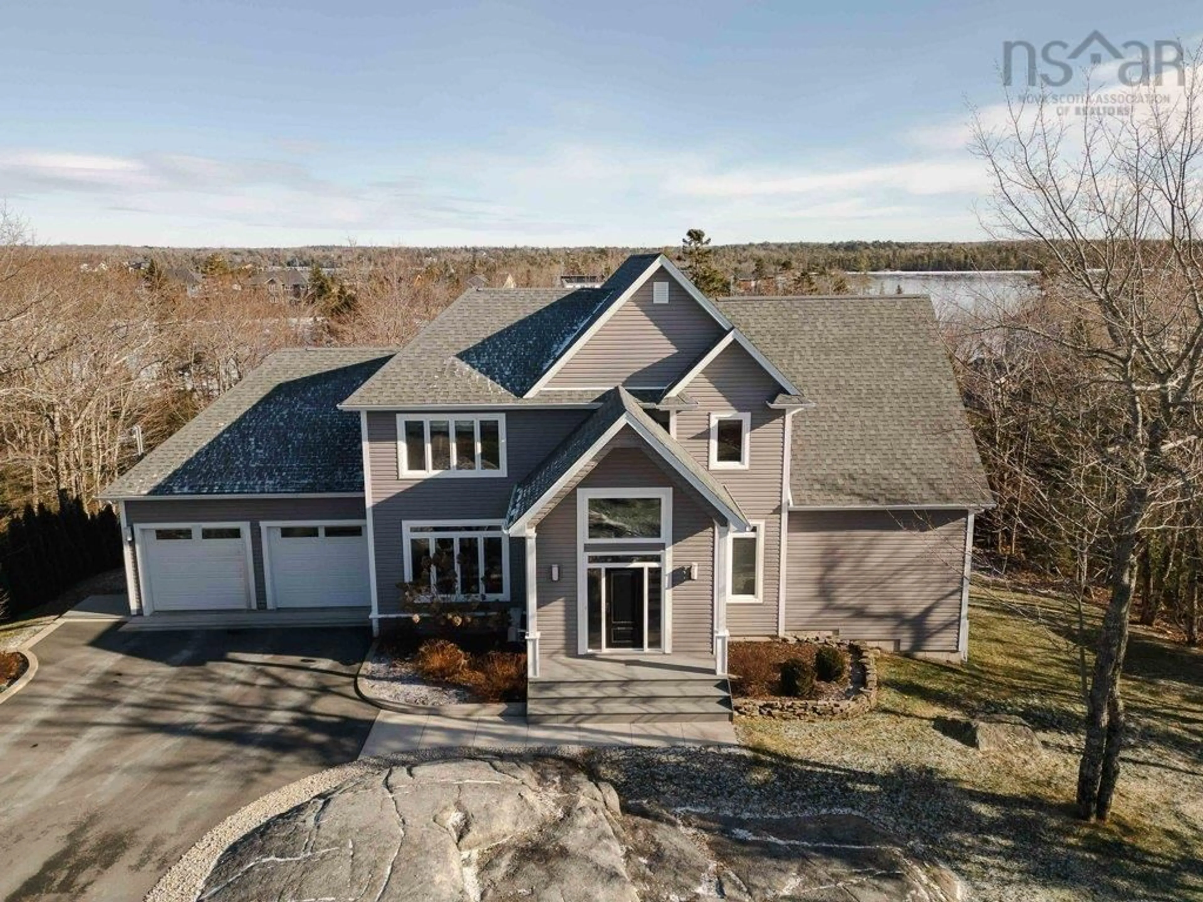 A pic from outside/outdoor area/front of a property/back of a property/a pic from drone, water/lake/river/ocean view for 119 Granite Cove Dr, Hubley Nova Scotia B3Z 0J3