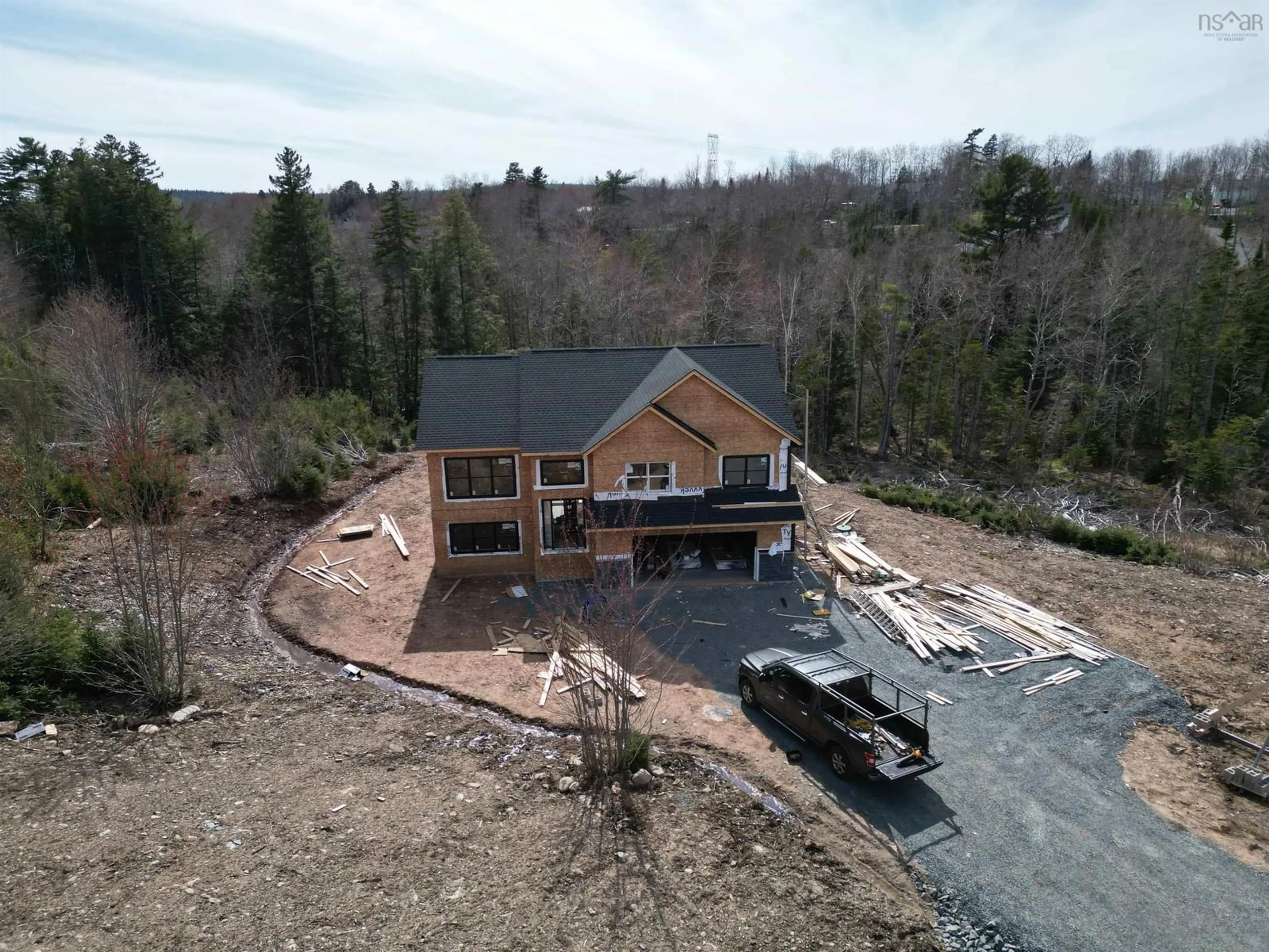 A pic from outside/outdoor area/front of a property/back of a property/a pic from drone, water/lake/river/ocean view for 109 Snowshoe Lane #Lot 13, Fletchers Lake Nova Scotia B2T 1A1
