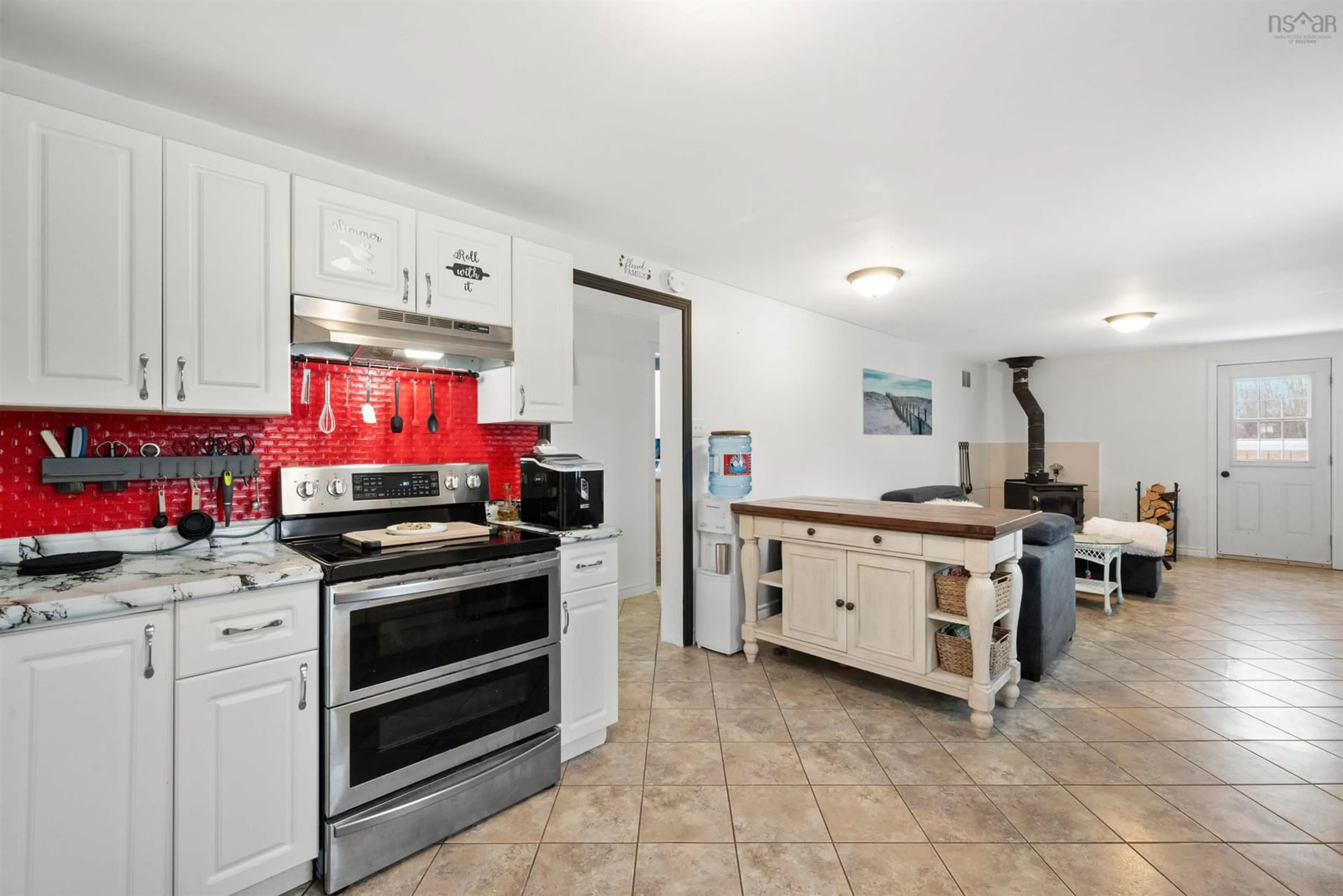 Open concept kitchen, ceramic/tile floor for 57 Hiltz Rd, Cambridge Nova Scotia B0N 2R0