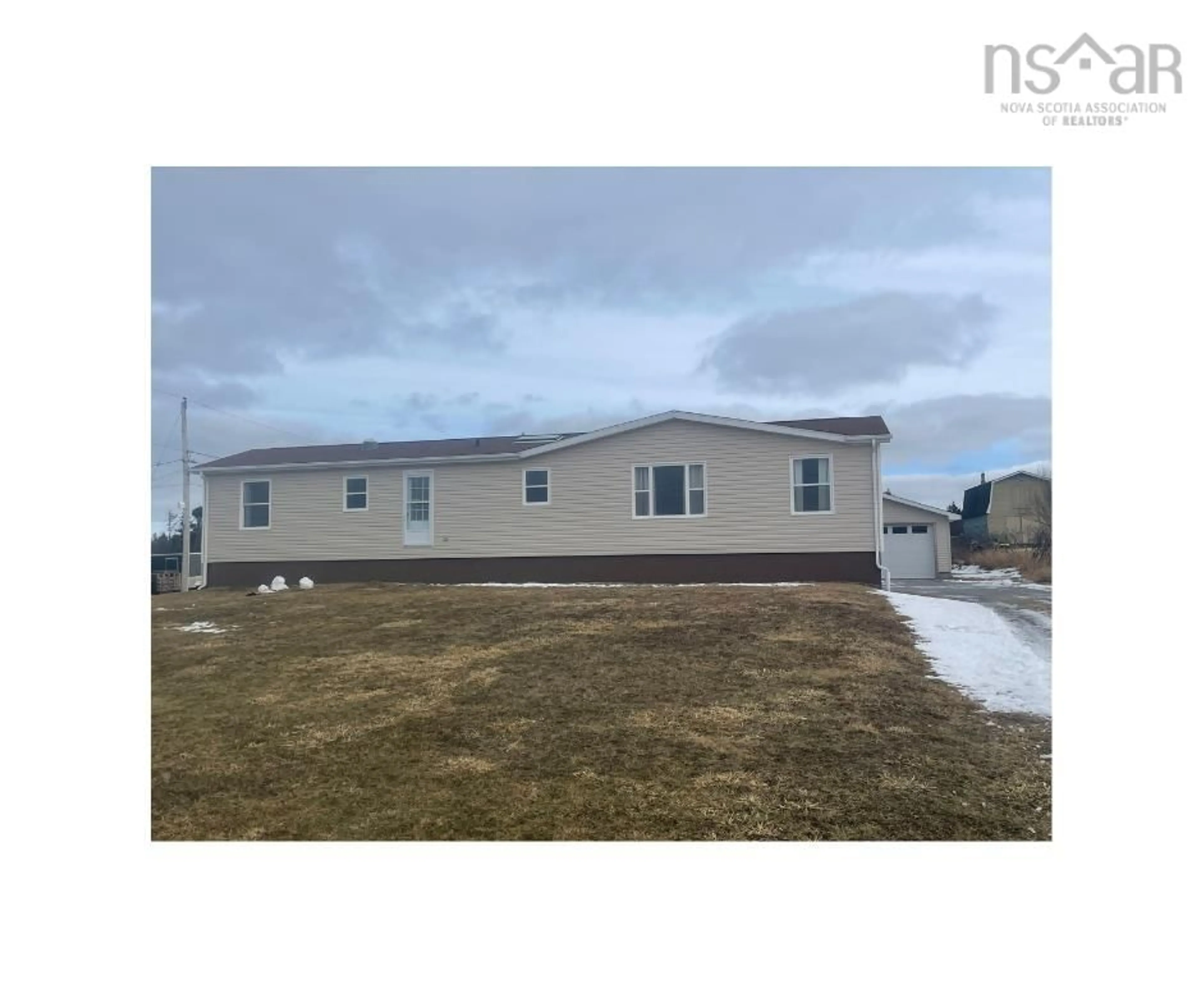 Home with vinyl exterior material, street for 6310 3 Hwy, Lower Woods Harbour Nova Scotia B0W 2E0