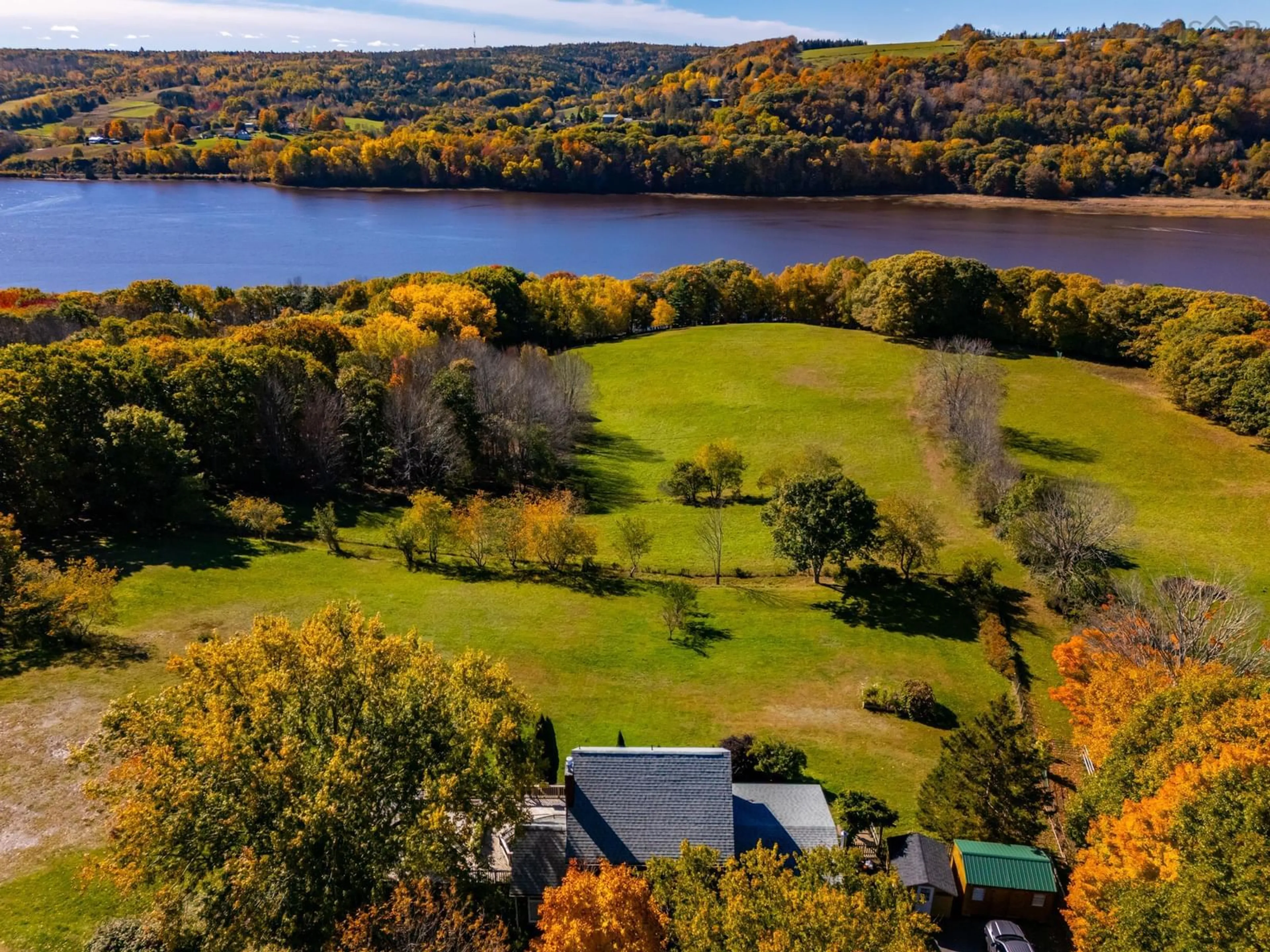 A pic from outside/outdoor area/front of a property/back of a property/a pic from drone, water/lake/river/ocean view for 481 Chute Rd, Bear River Nova Scotia B0S 1B0