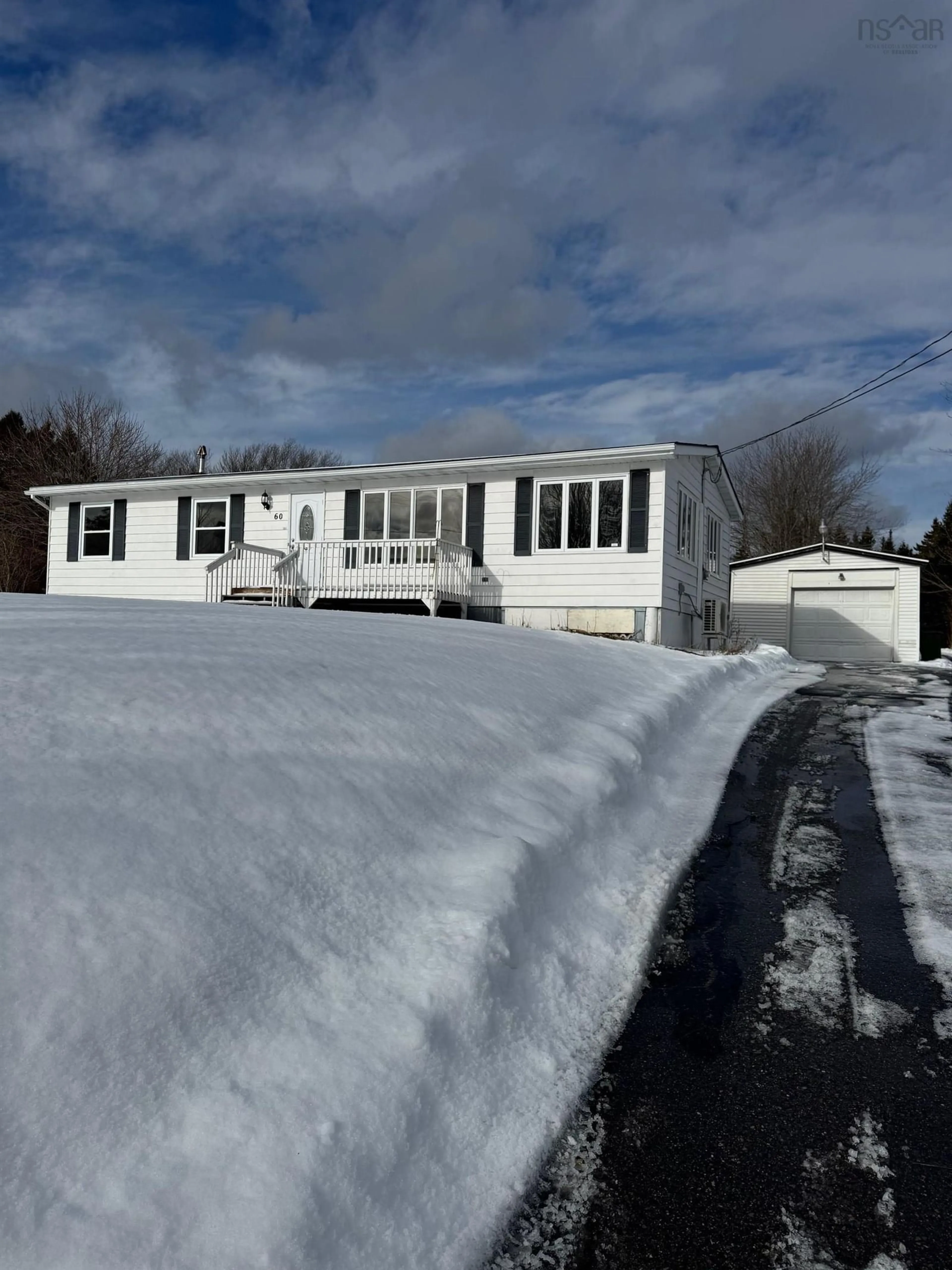 Home with vinyl exterior material, street for 60 North Side Rd, Riverport Nova Scotia B0J 2W0