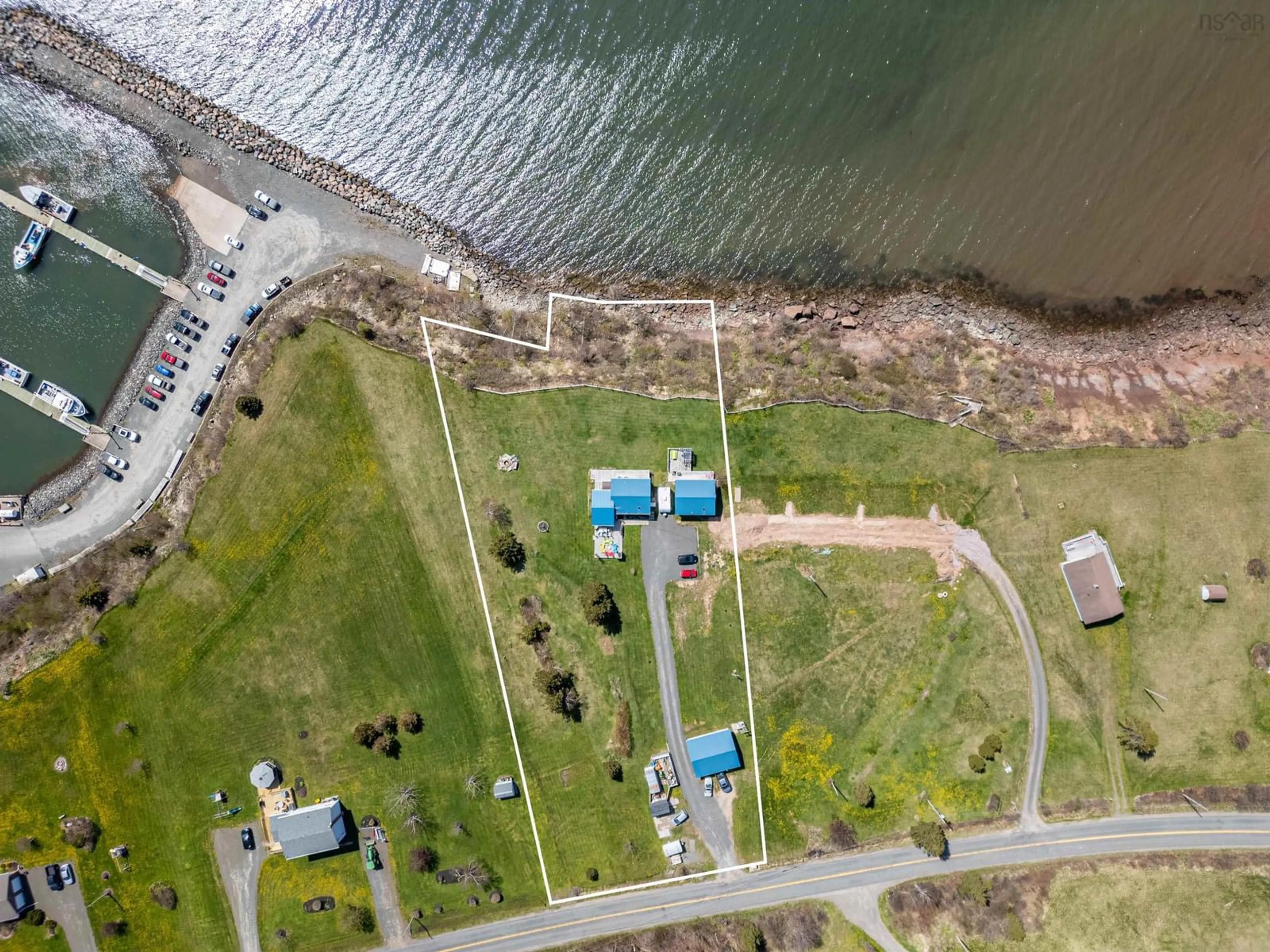 A pic from outside/outdoor area/front of a property/back of a property/a pic from drone, water/lake/river/ocean view for 284 Cribbon's Point Rd., Morristown Nova Scotia B2G 2L2