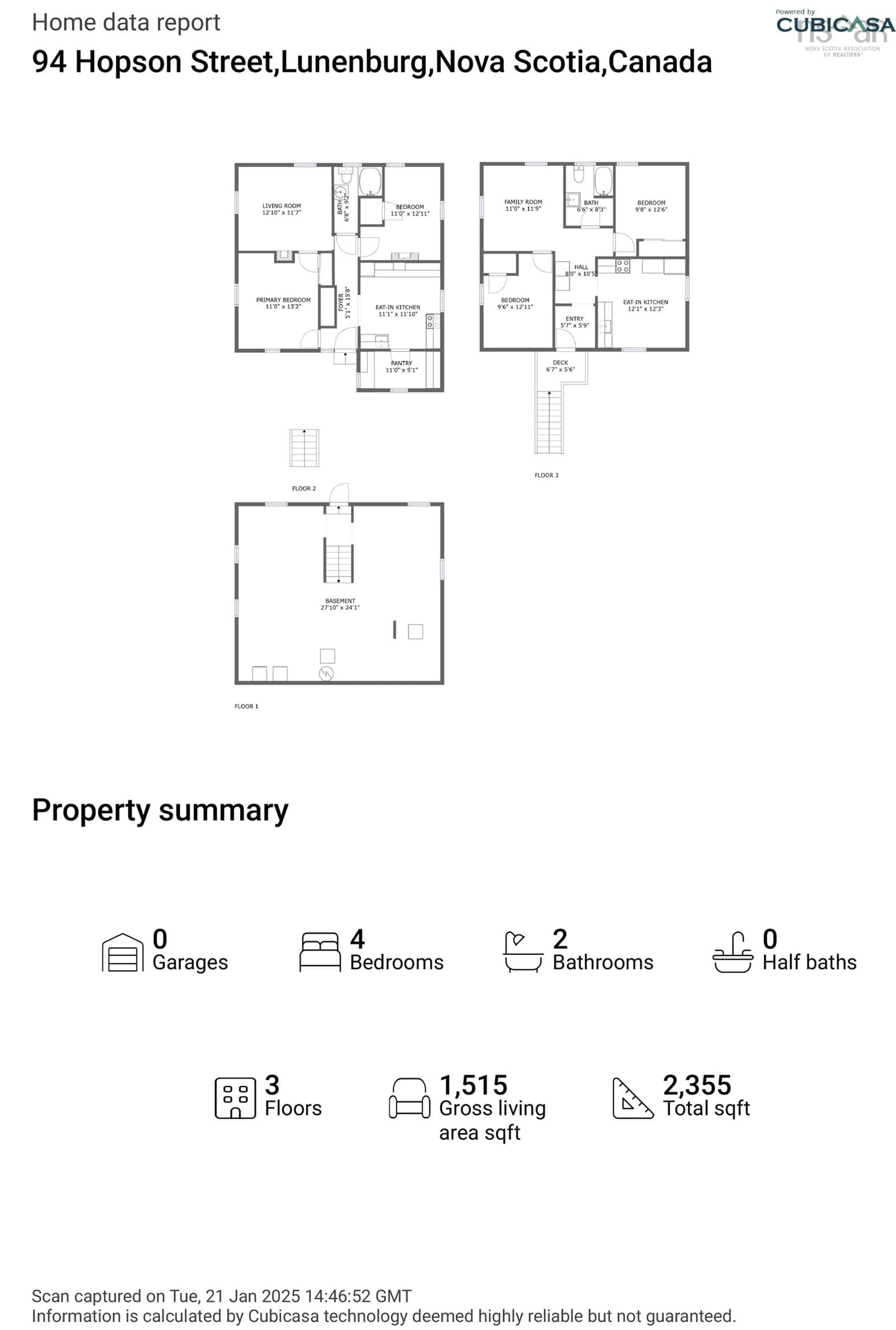 Floor plan for 94 Hopson St, Lunenburg Nova Scotia B0J 2C0