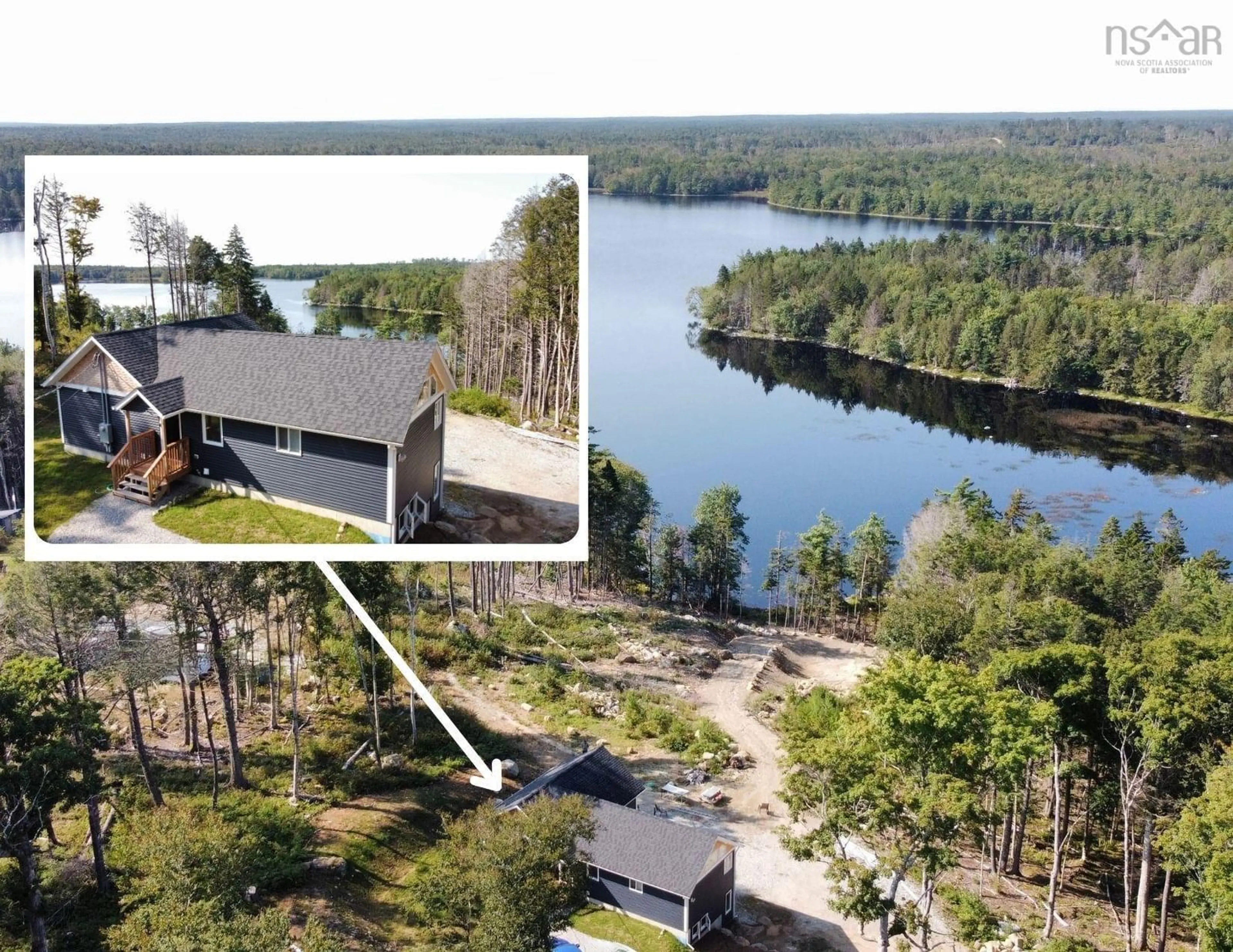 A pic from outside/outdoor area/front of a property/back of a property/a pic from drone, water/lake/river/ocean view for 50 Lilypad Lane, Upper Ohio Nova Scotia B0T 1W0