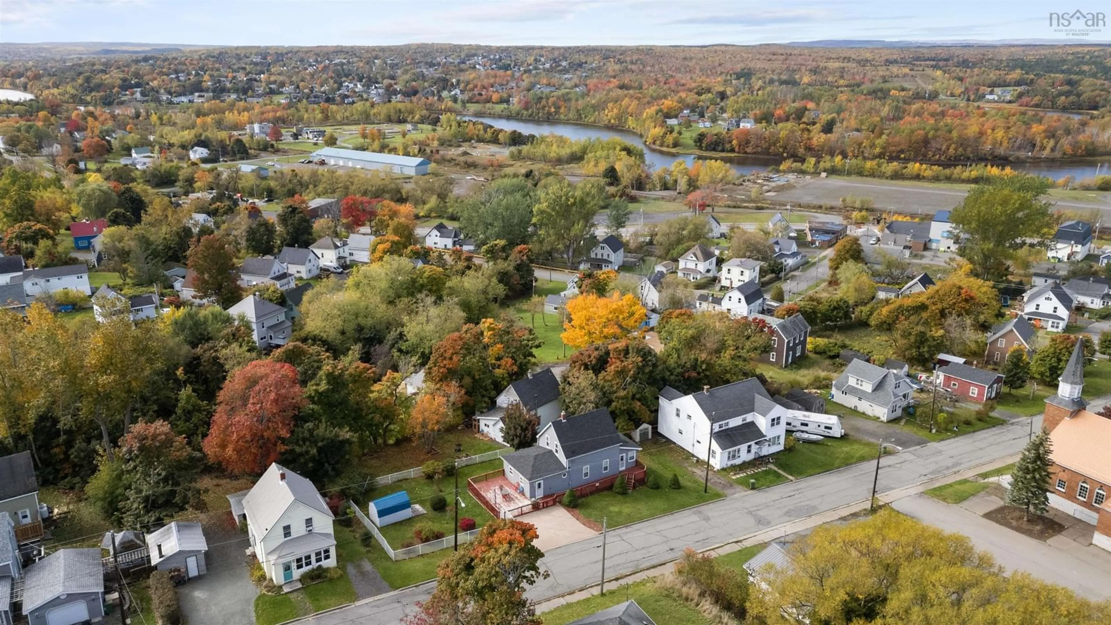 A pic from outside/outdoor area/front of a property/back of a property/a pic from drone, water/lake/river/ocean view for 34 Forge St, Trenton Nova Scotia B0K 1X2