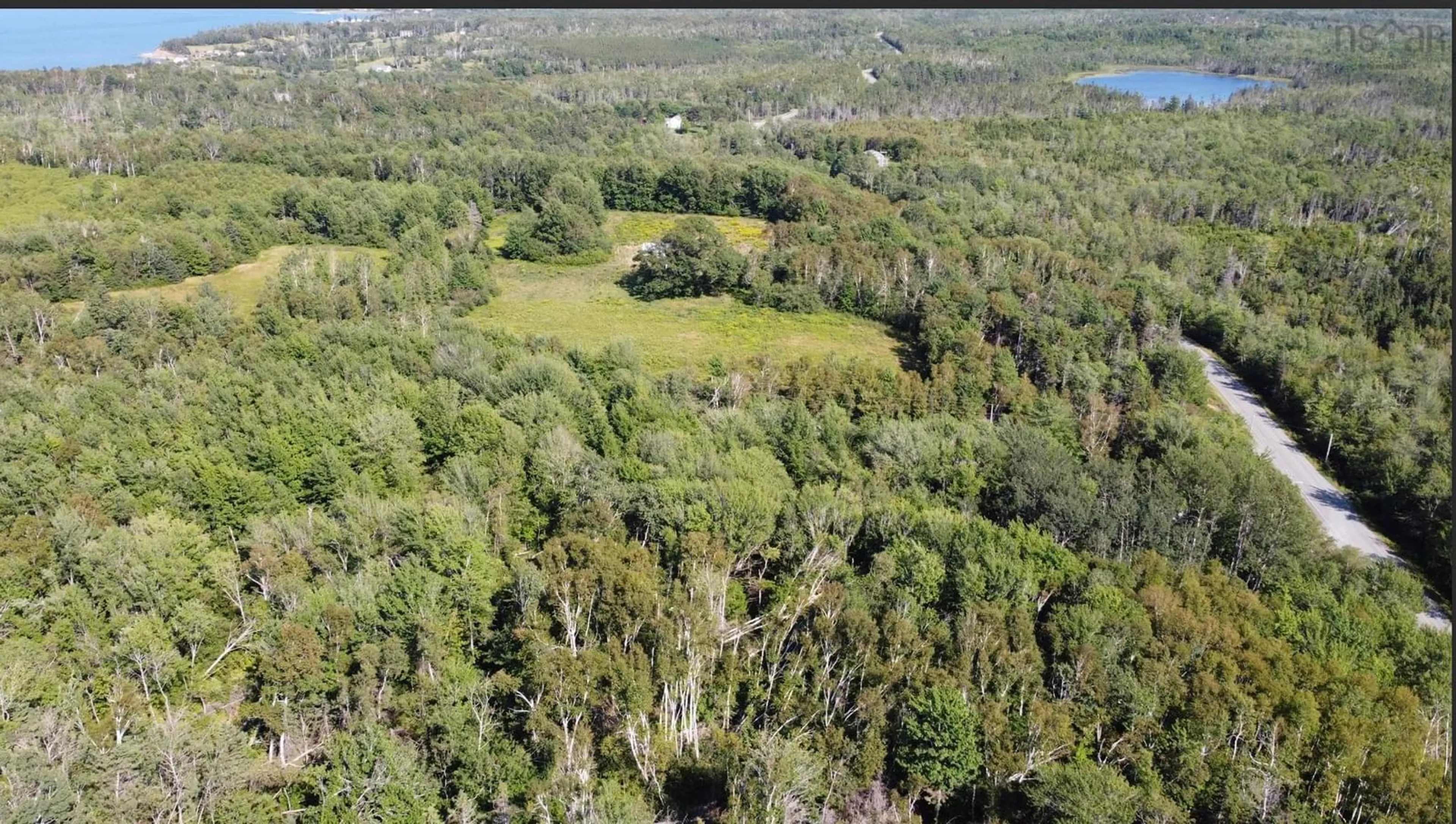 A pic from outside/outdoor area/front of a property/back of a property/a pic from drone, forest/trees view for 7035 Pictou Landing Rd, Chance Harbour Nova Scotia B0K 1X0