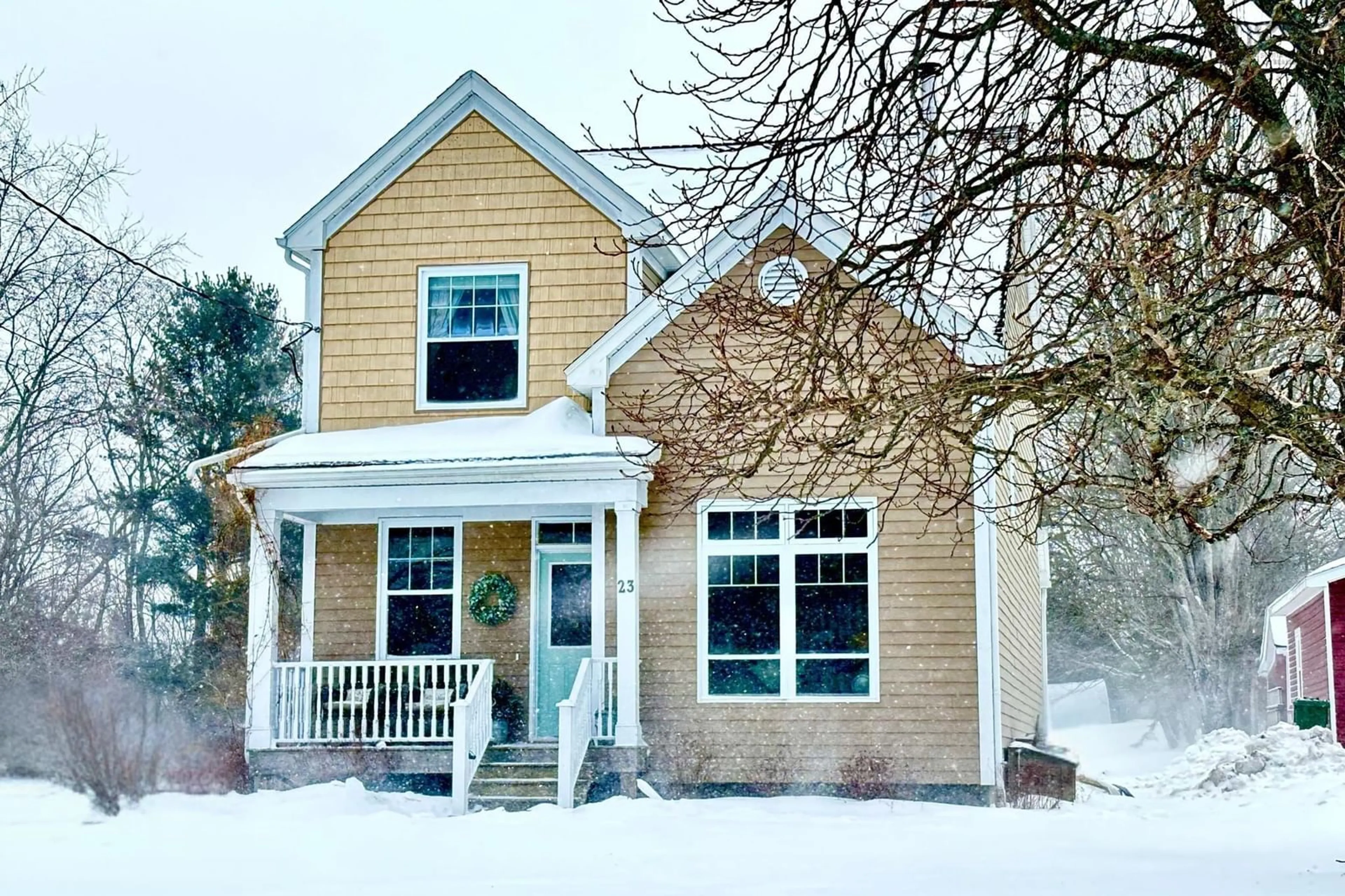 Home with vinyl exterior material, street for 23 Holmes Hill Rd, Hantsport Nova Scotia B0P 1P0