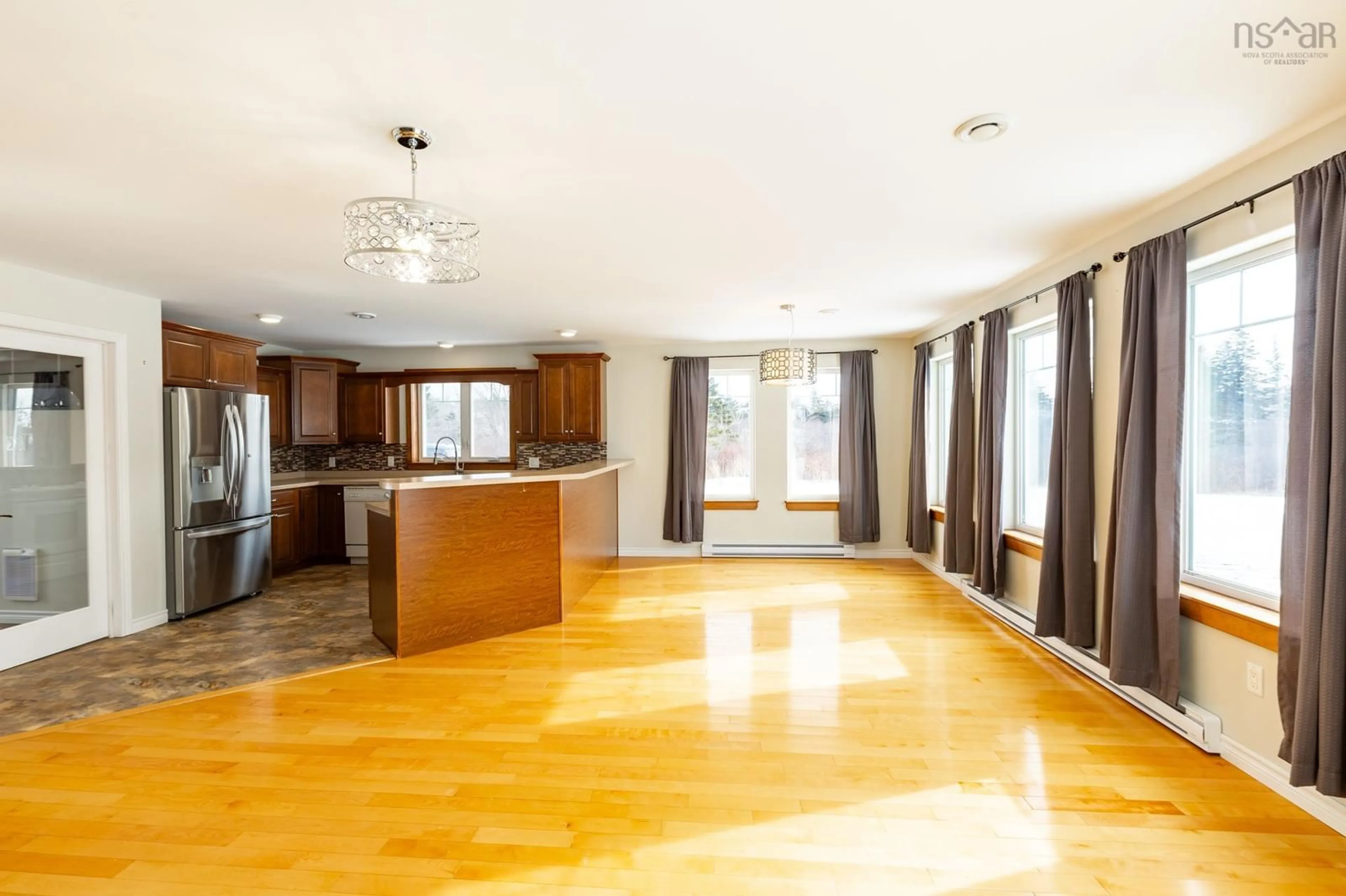 Open concept kitchen, wood/laminate floor for 399 Dayton Rd, North Chegoggin Nova Scotia B5A 5K6