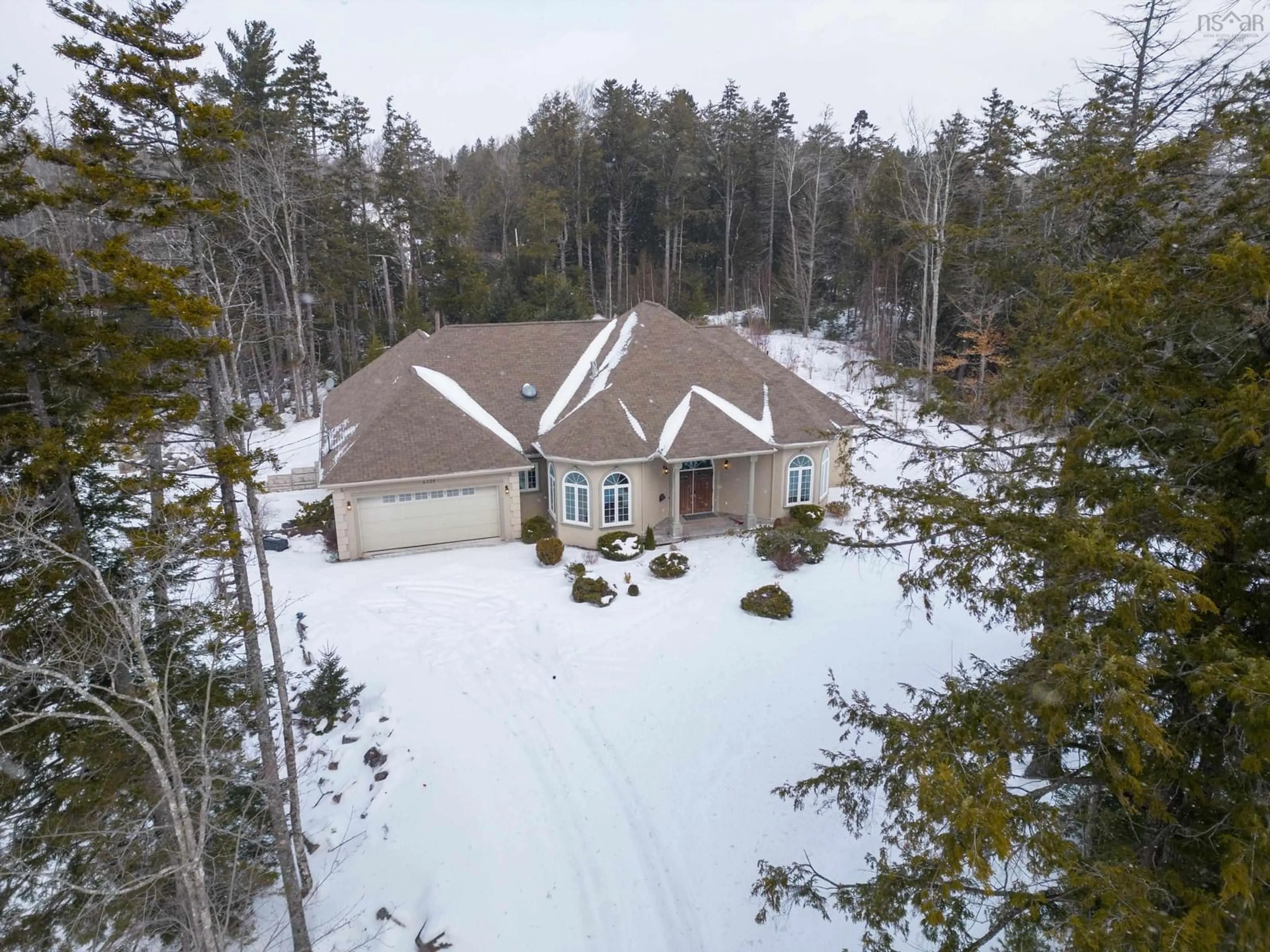 A pic from outside/outdoor area/front of a property/back of a property/a pic from drone, forest/trees view for 6125 Highway 2, Oakfield Nova Scotia B2T 1E3