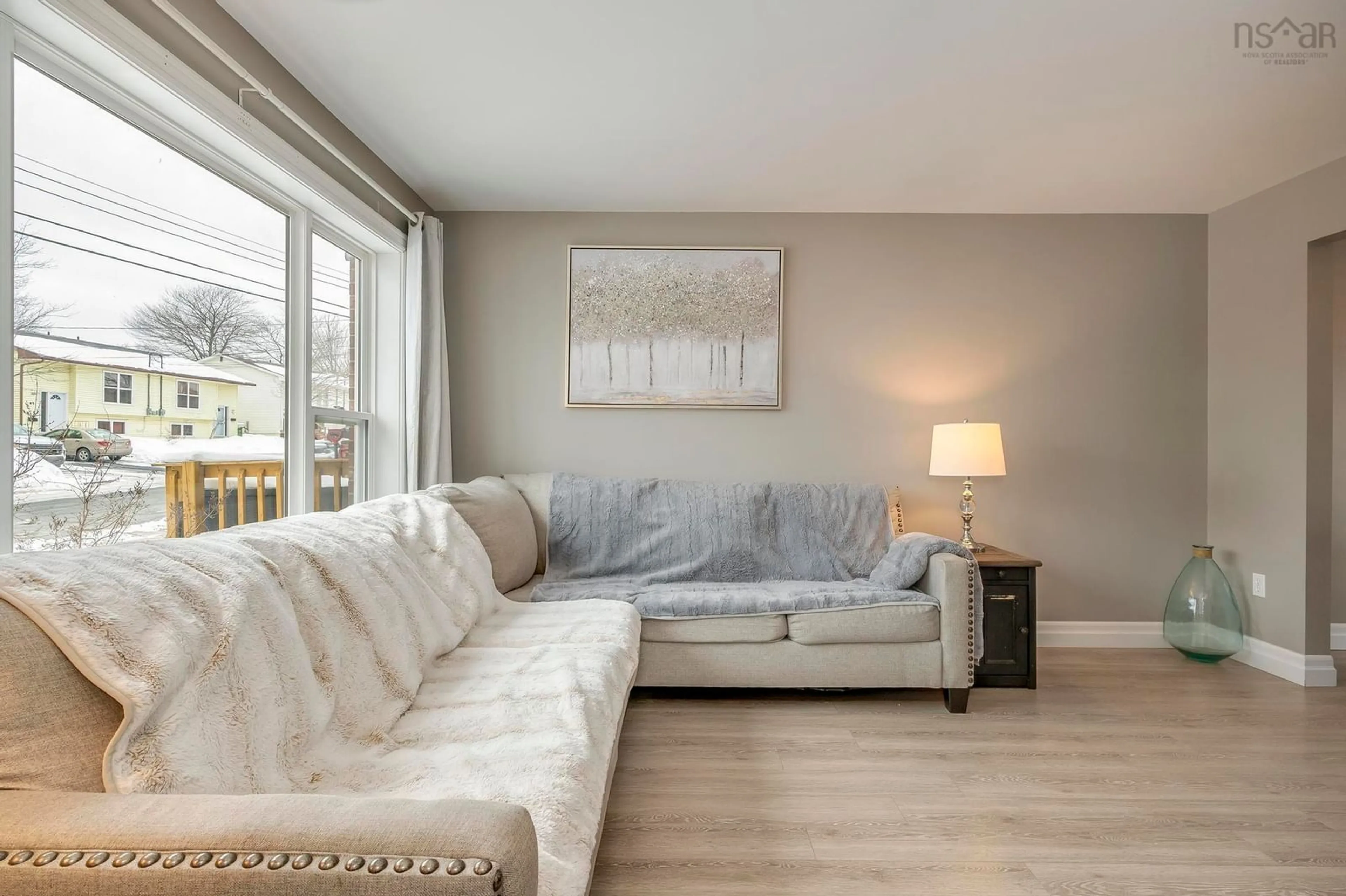 Living room with furniture, wood/laminate floor for 42 Valkyrie Cres, Dartmouth Nova Scotia B2W 5B6