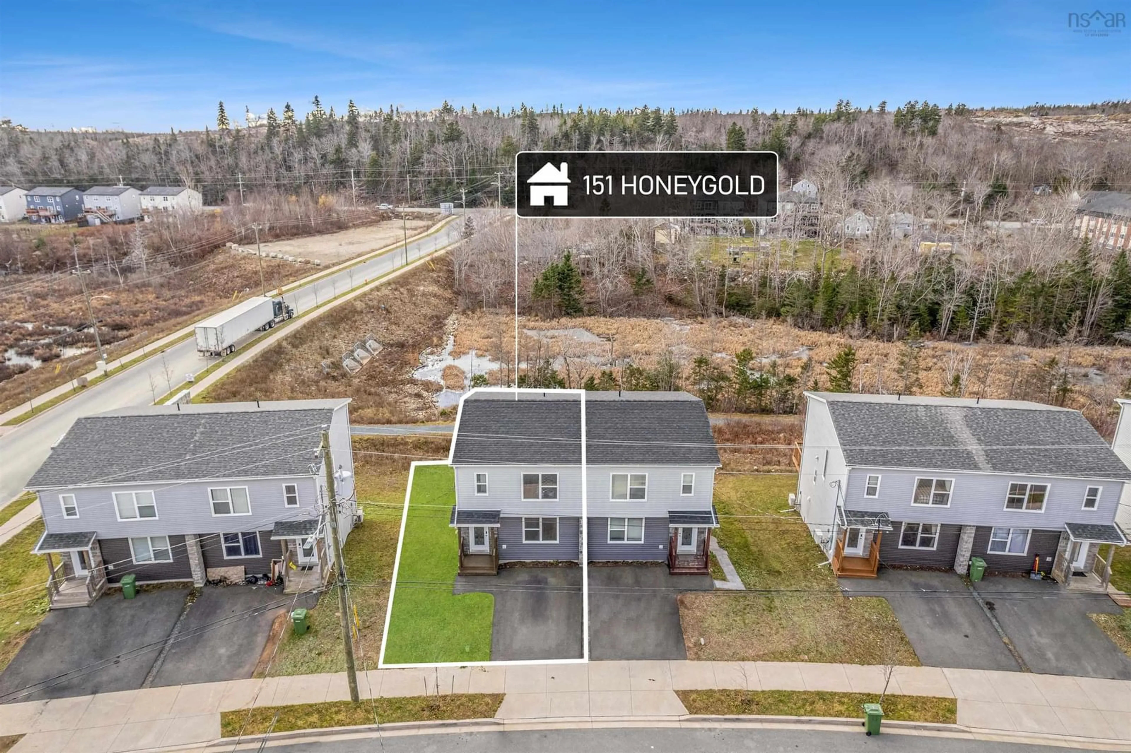 A pic from outside/outdoor area/front of a property/back of a property/a pic from drone, unknown for 151 Honeygold Drive, Spryfield Nova Scotia B3R 0G3