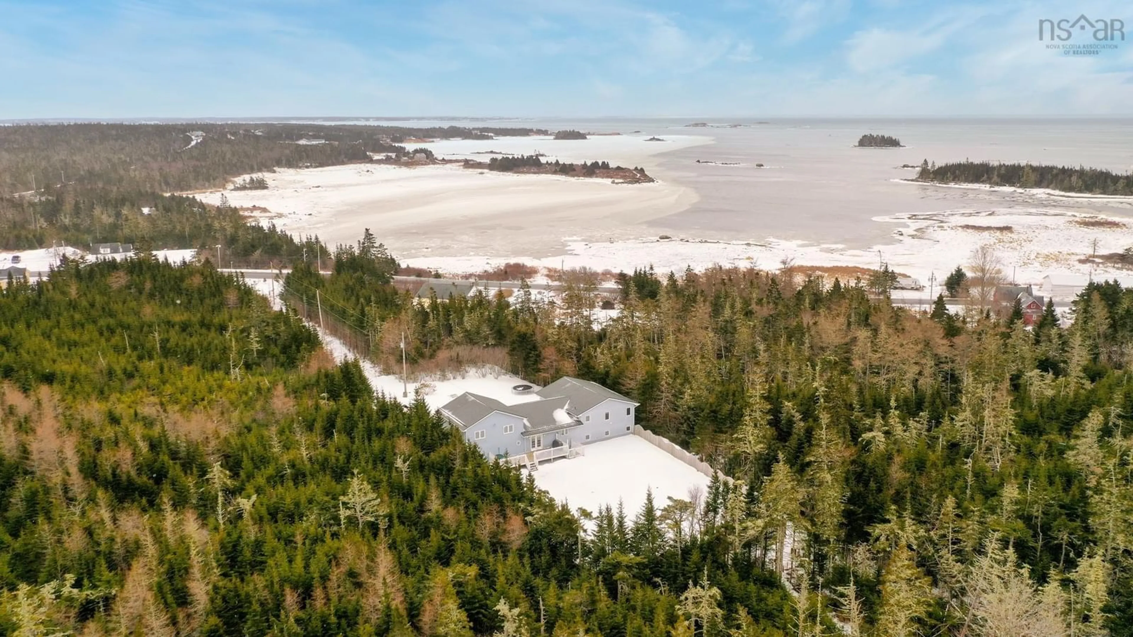 A pic from outside/outdoor area/front of a property/back of a property/a pic from drone, water/lake/river/ocean view for 5032 Highway 3, Shag Harbour Nova Scotia B0W 3B0