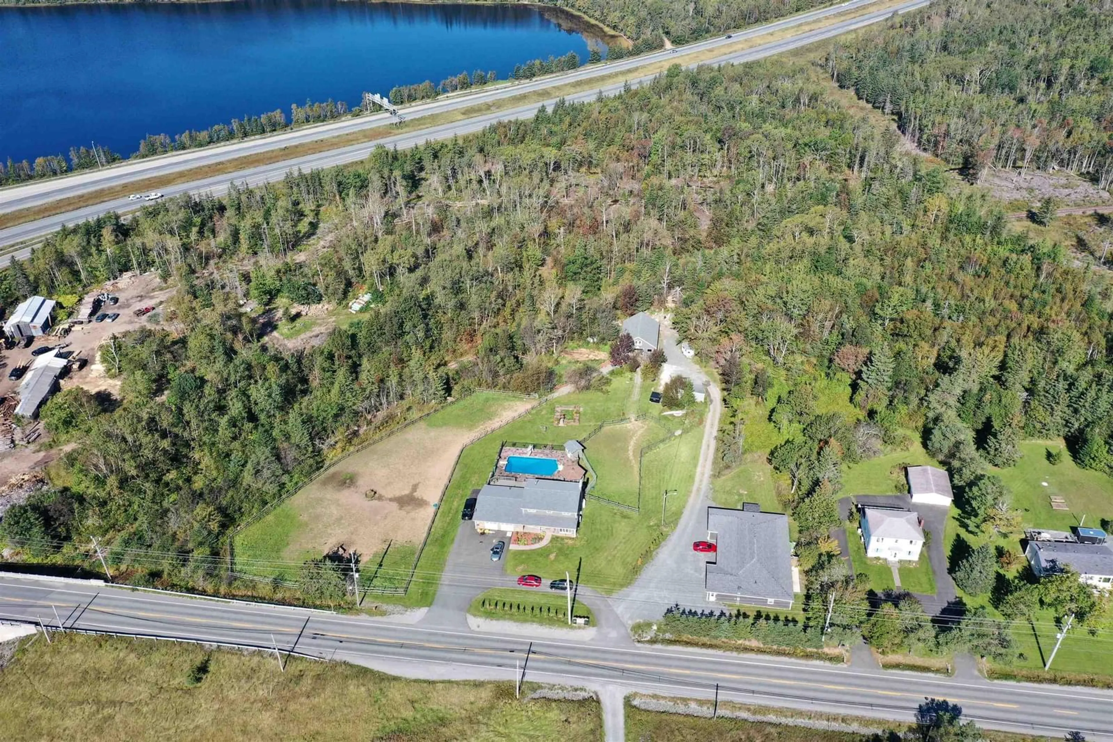 A pic from outside/outdoor area/front of a property/back of a property/a pic from drone, water/lake/river/ocean view for 568 Seaview Dr, Upper North Sydney Nova Scotia B2A 3N8