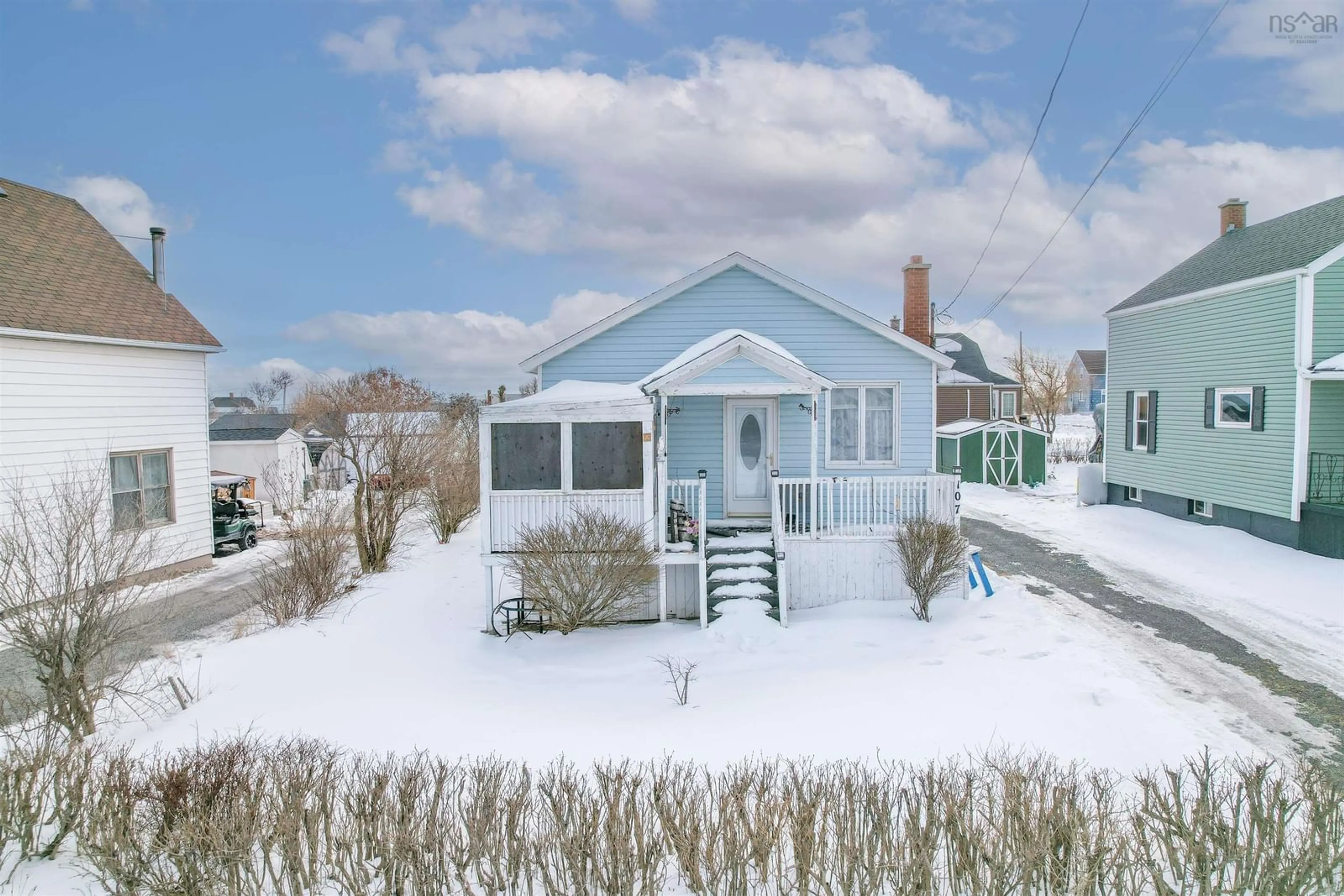 A pic from outside/outdoor area/front of a property/back of a property/a pic from drone, street for 107 Ocean Ave, Glace Bay Nova Scotia B1A 3V5