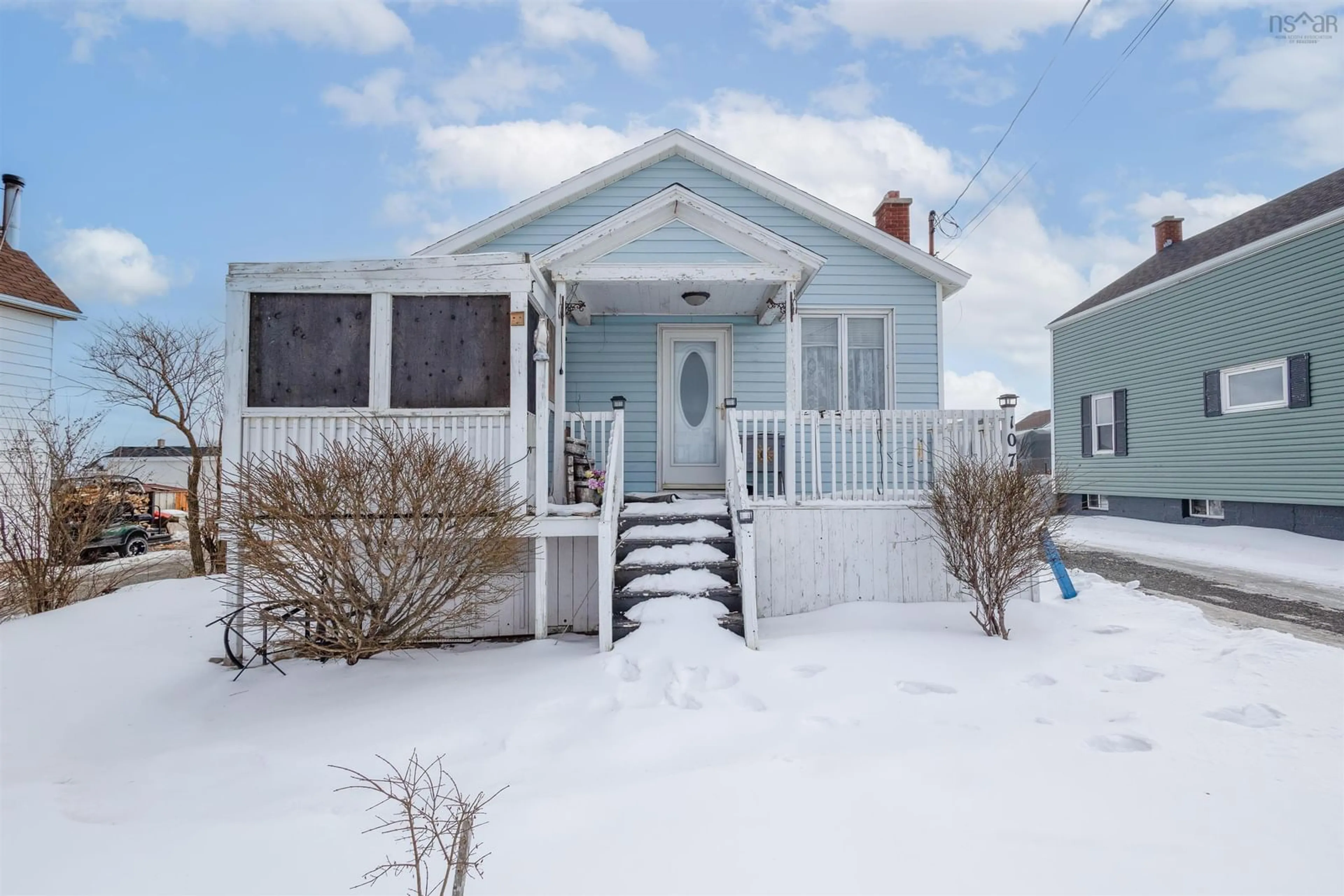 Home with vinyl exterior material, street for 107 Ocean Ave, Glace Bay Nova Scotia B1A 3V5