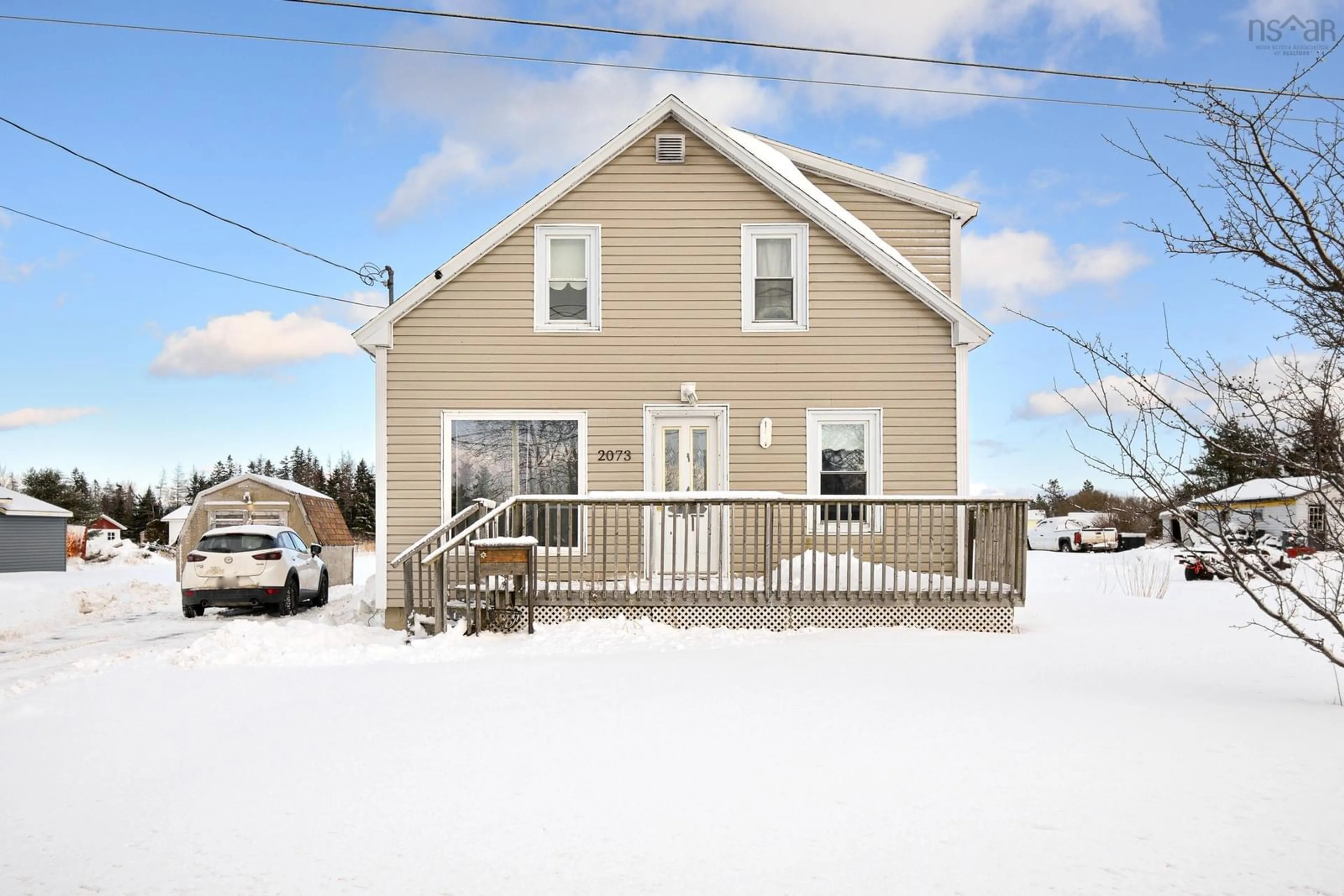 Home with vinyl exterior material, street for 2073 Highway 327 Hwy, Dutch Brook Nova Scotia B1L 1E9