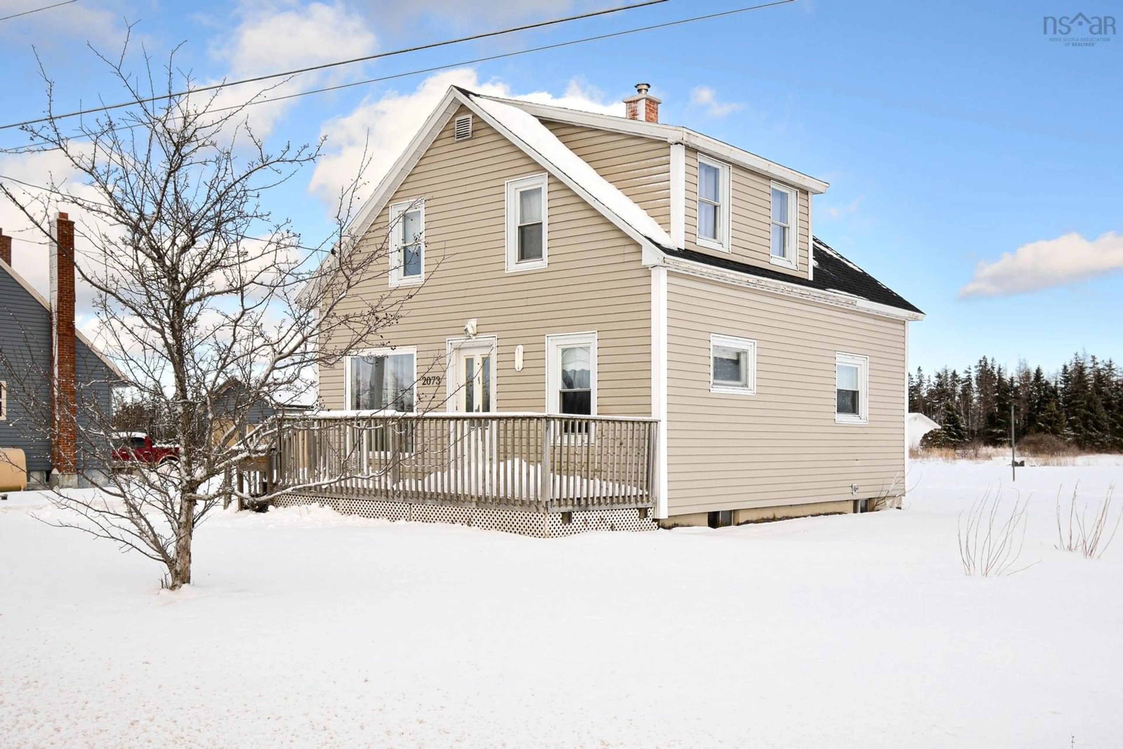 Home with vinyl exterior material, street for 2073 Highway 327 Hwy, Dutch Brook Nova Scotia B1L 1E9