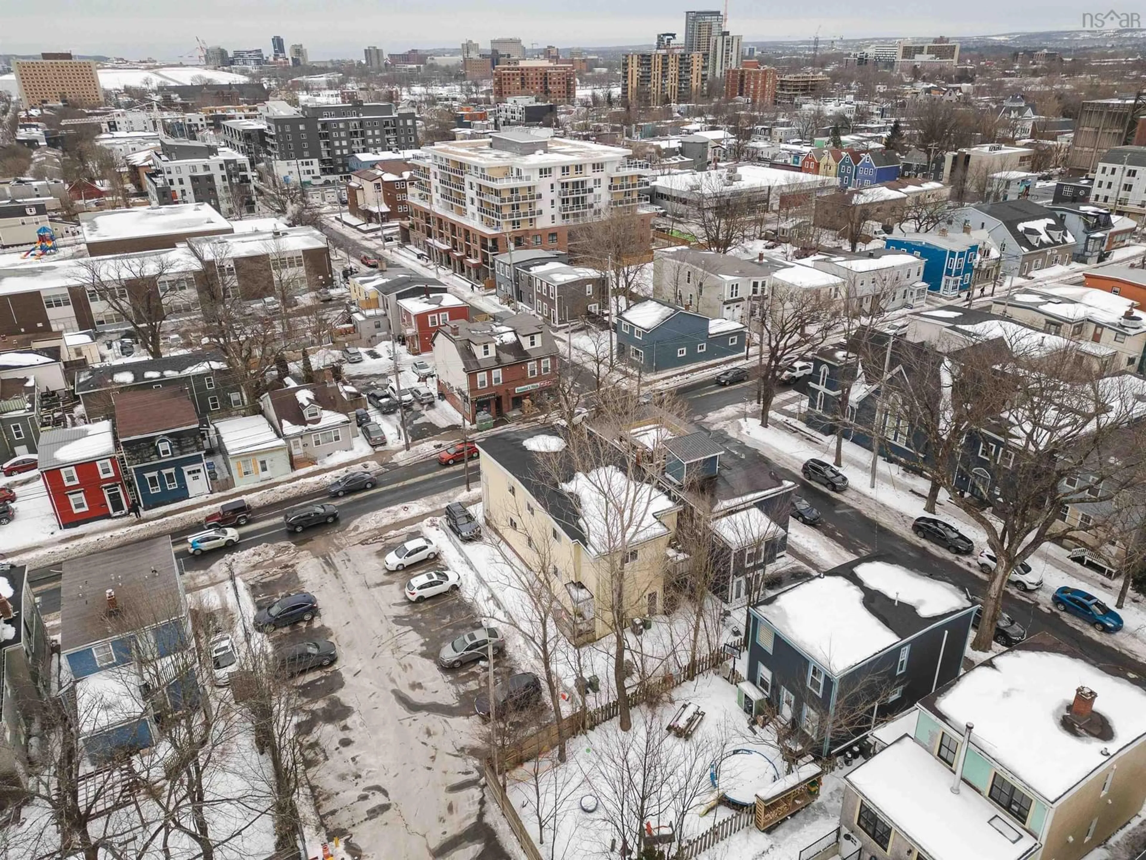 A pic from outside/outdoor area/front of a property/back of a property/a pic from drone, city buildings view from balcony for 5571 North St, Halifax Nova Scotia B3K 1N1