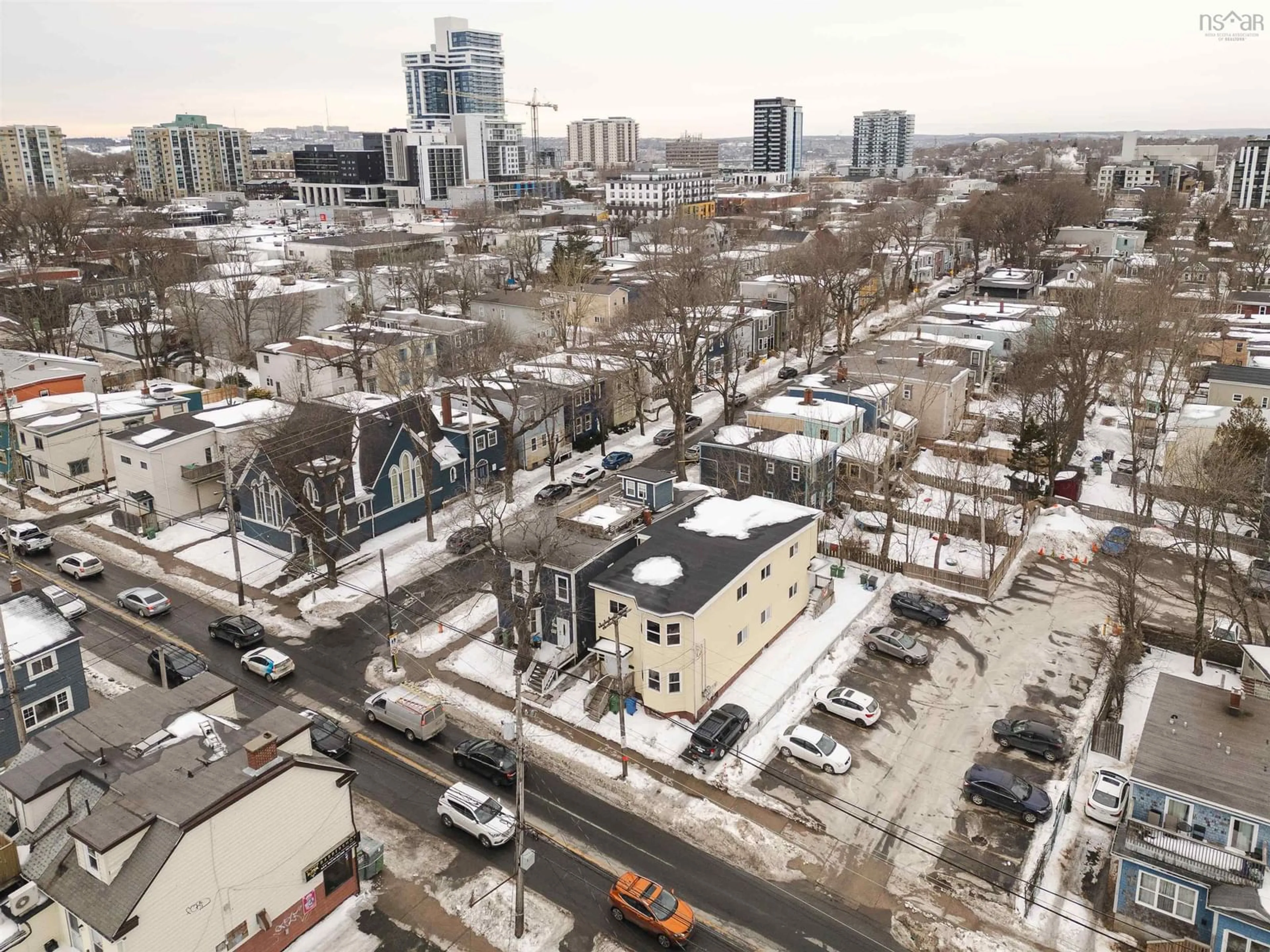 A pic from outside/outdoor area/front of a property/back of a property/a pic from drone, city buildings view from balcony for 5571 North St, Halifax Nova Scotia B3K 1N1