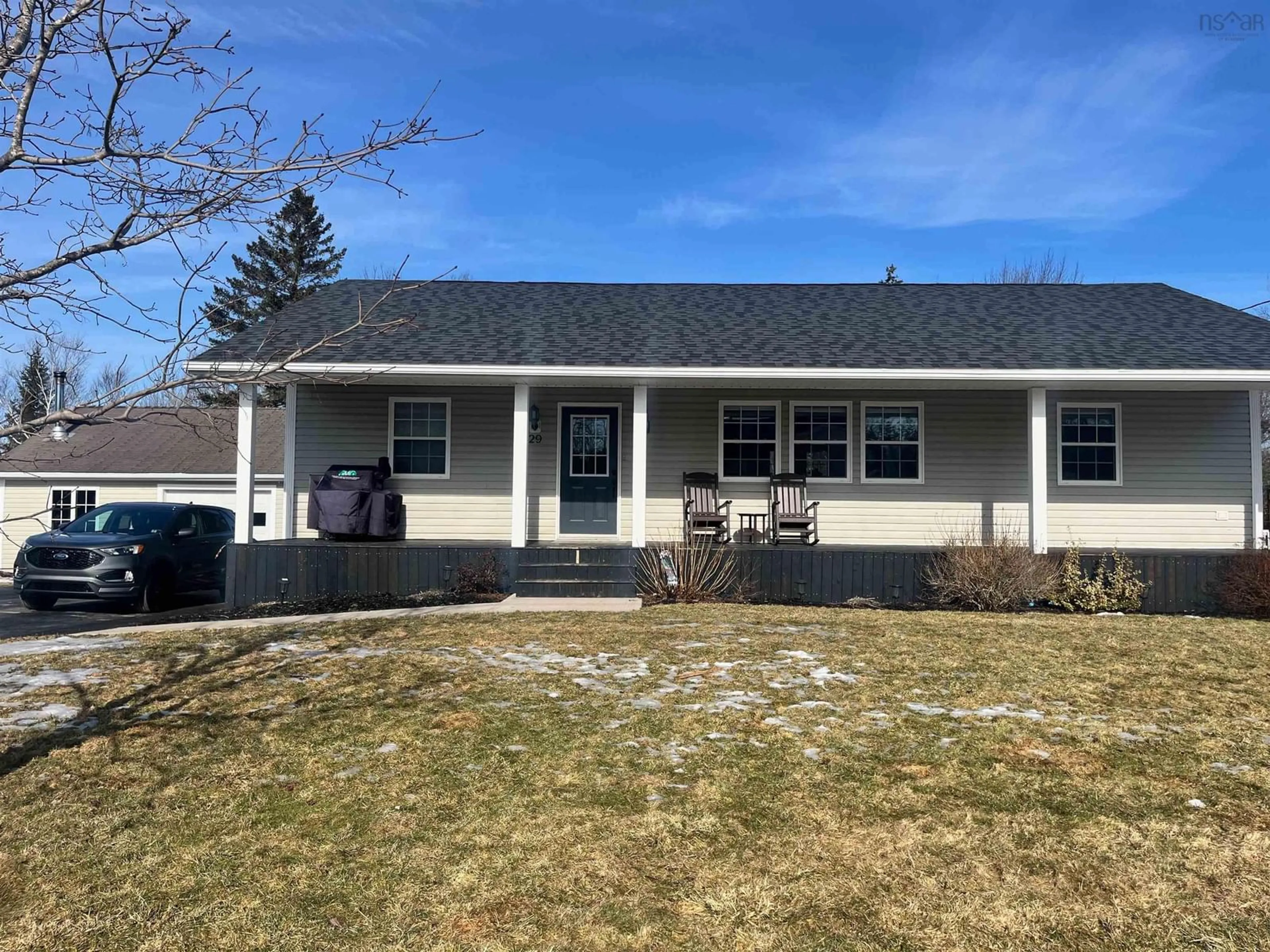 Home with vinyl exterior material, street for 29 Celtic Drive, St Andrew's Nova Scotia B0H 1X0