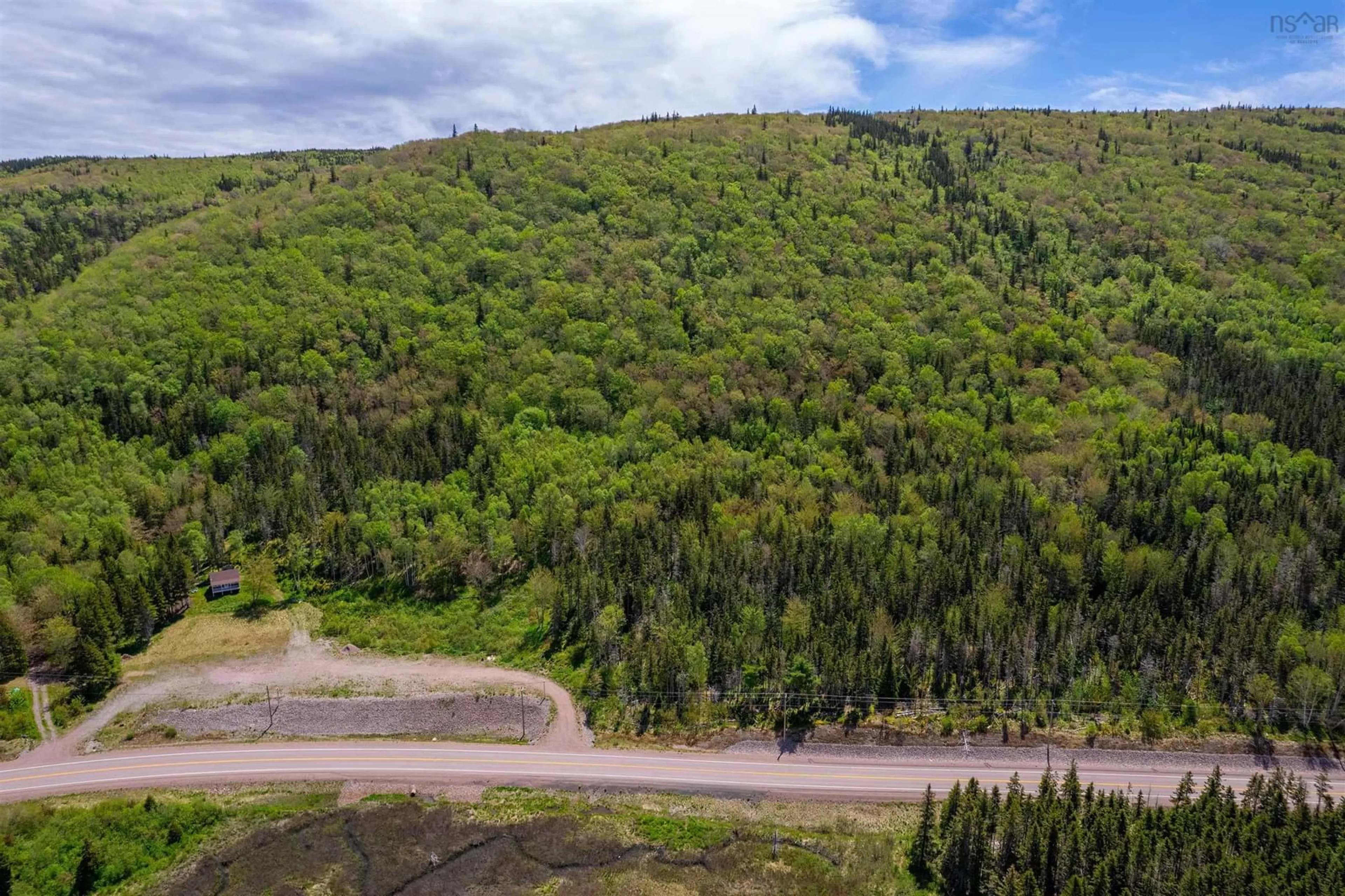 A pic from outside/outdoor area/front of a property/back of a property/a pic from drone, forest/trees view for 47403 Cabot Trail, Goose Cove Nova Scotia B0E 1B0