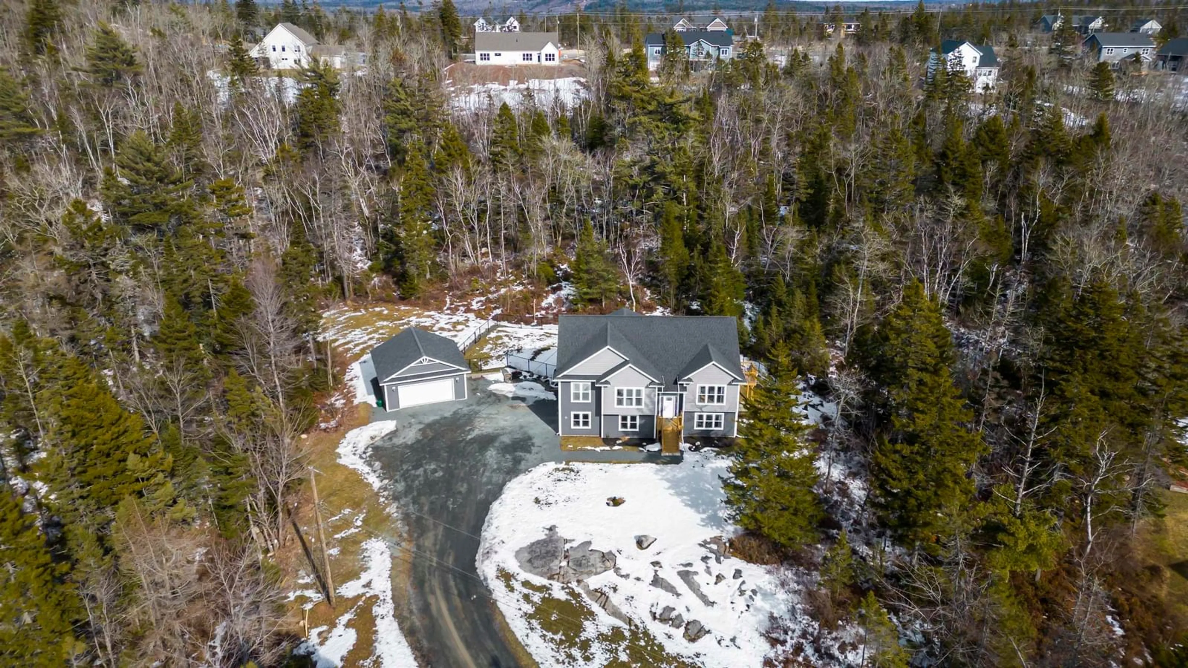 A pic from outside/outdoor area/front of a property/back of a property/a pic from drone, water/lake/river/ocean view for 71 Kilmory Lane, Fall River Nova Scotia B2T 0R1